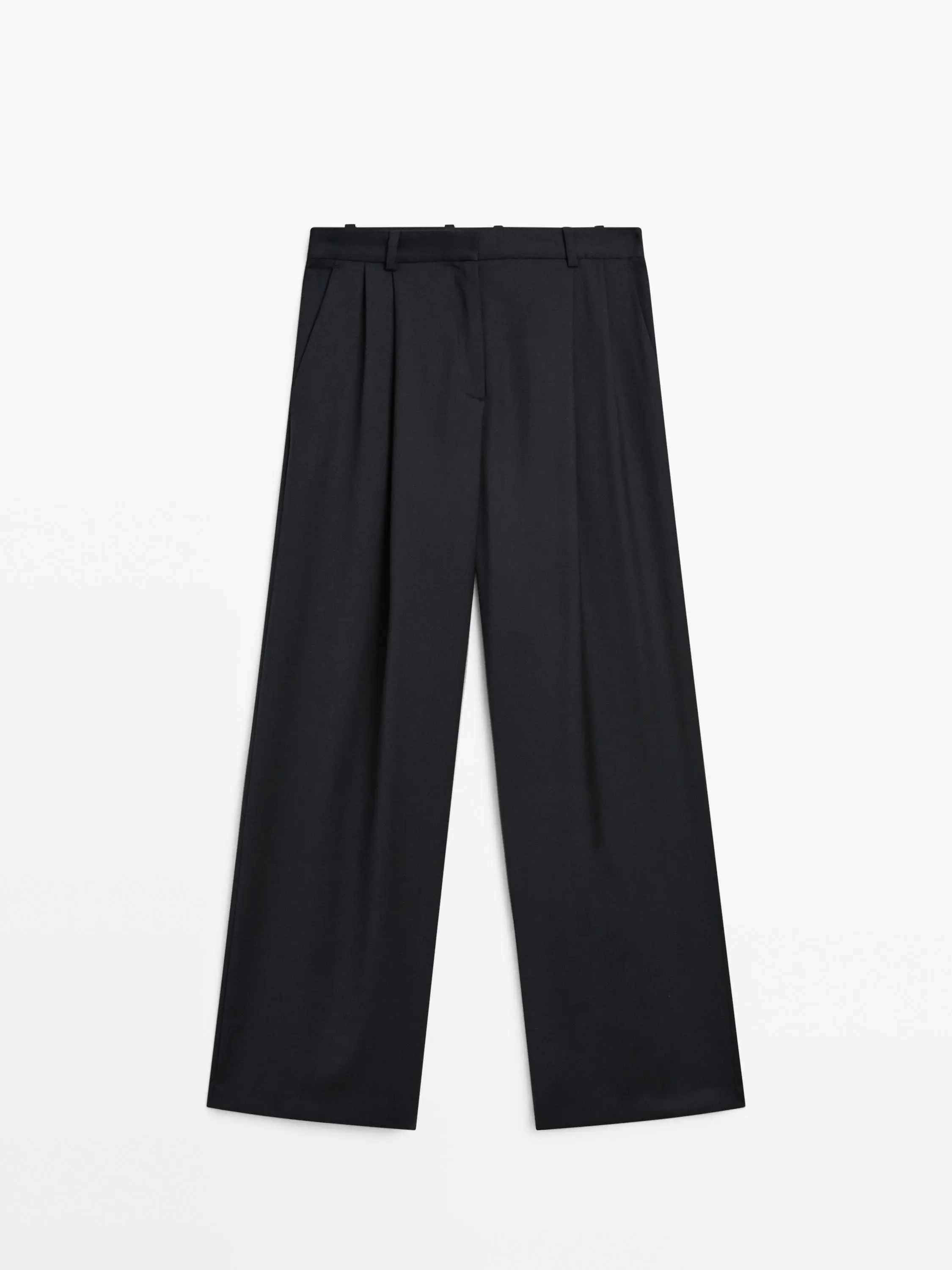 Брюки из тонкой шерсти со складками — Massimo Dutti