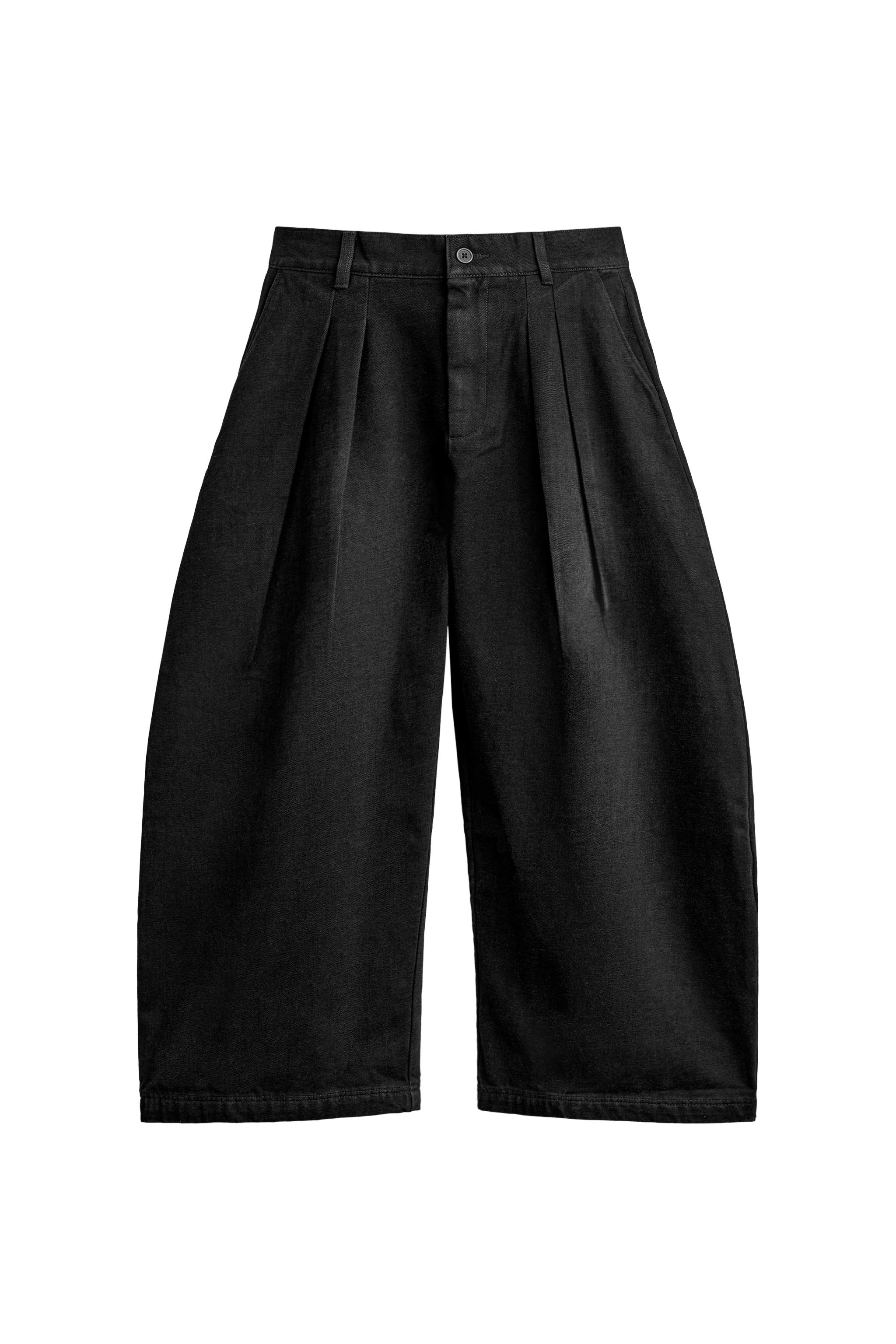 Зауженного кроя джинсовые брюки с широкими штанинами — ZARA