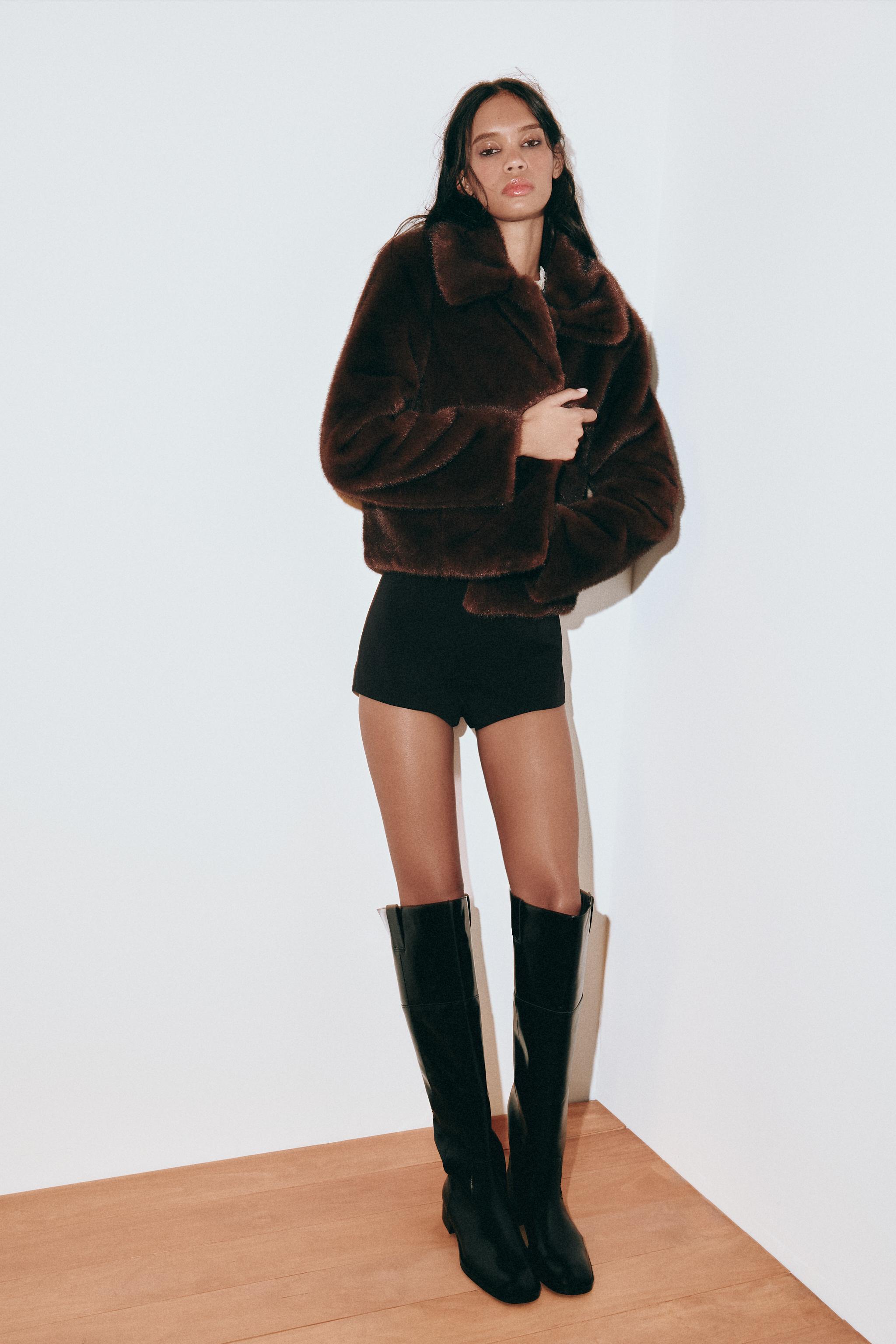 Укороченное пальто из искусственного меха — ZARA