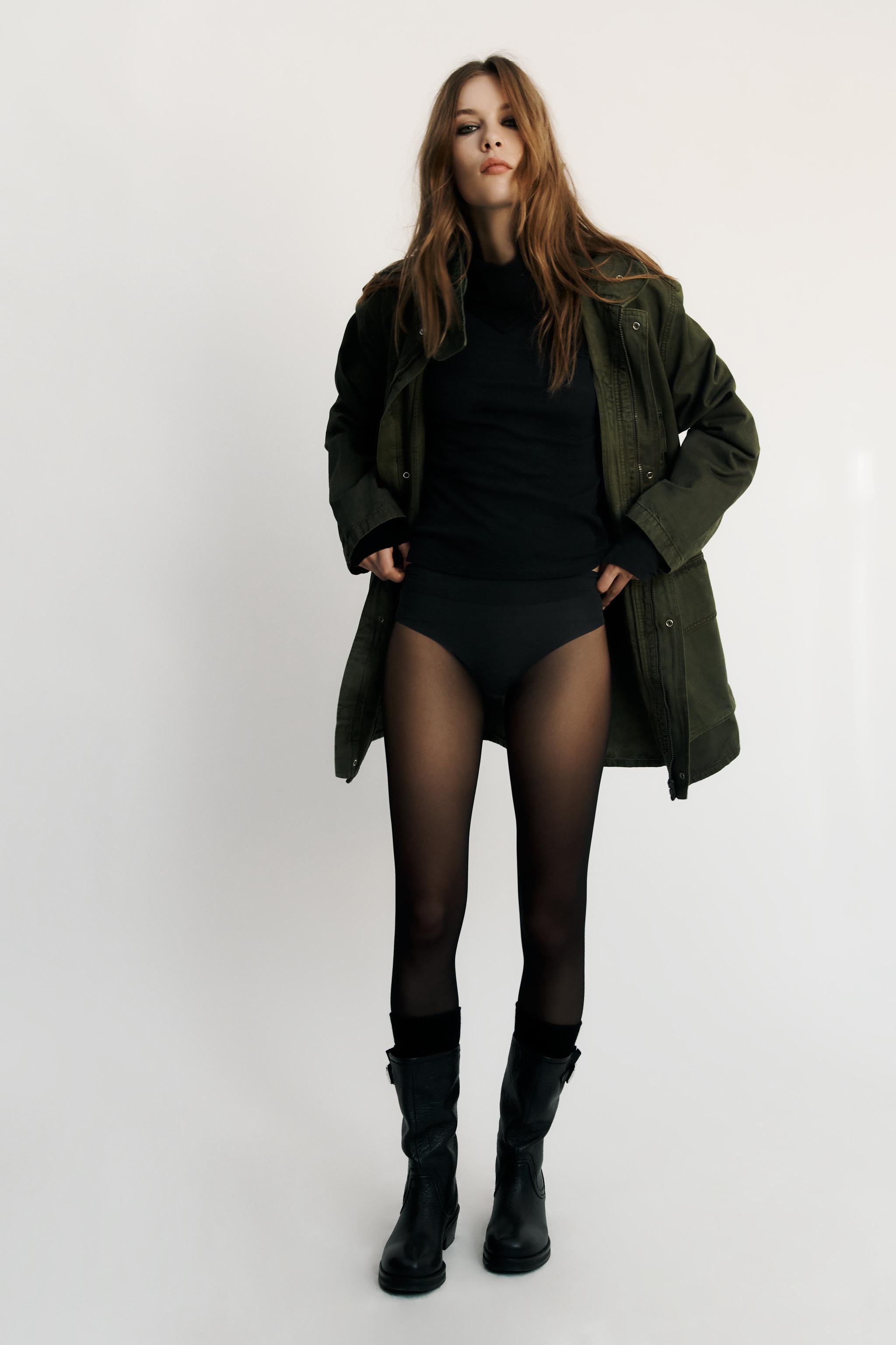 Футболка из 100% хлопка с фактурной резинкой — ZARA
