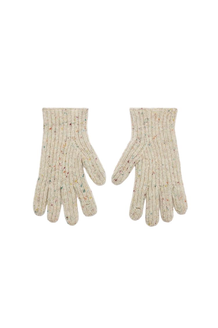 100% WOOL FLECKED KNIT GLOVES