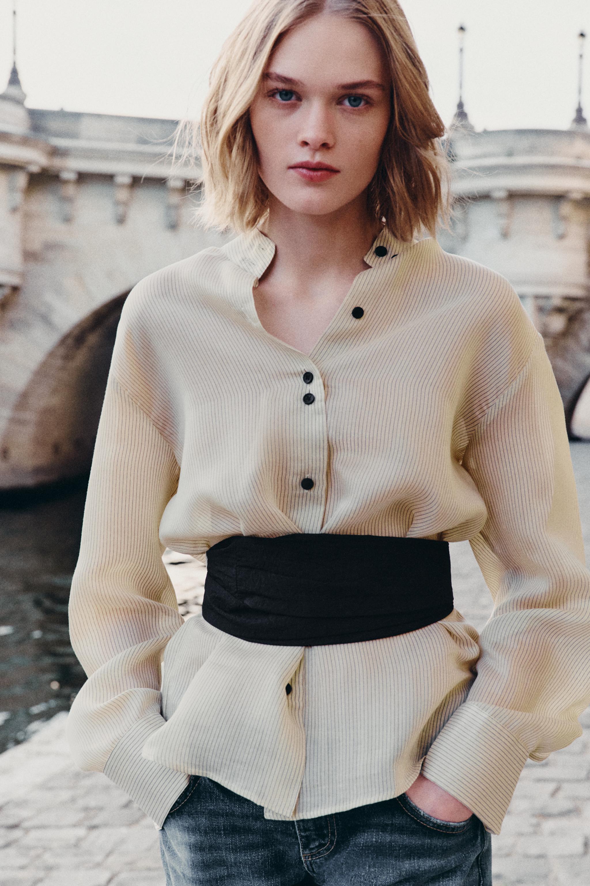 ZW COLLECTION STRIPED CUMMERBUND SHIRT — ZARA