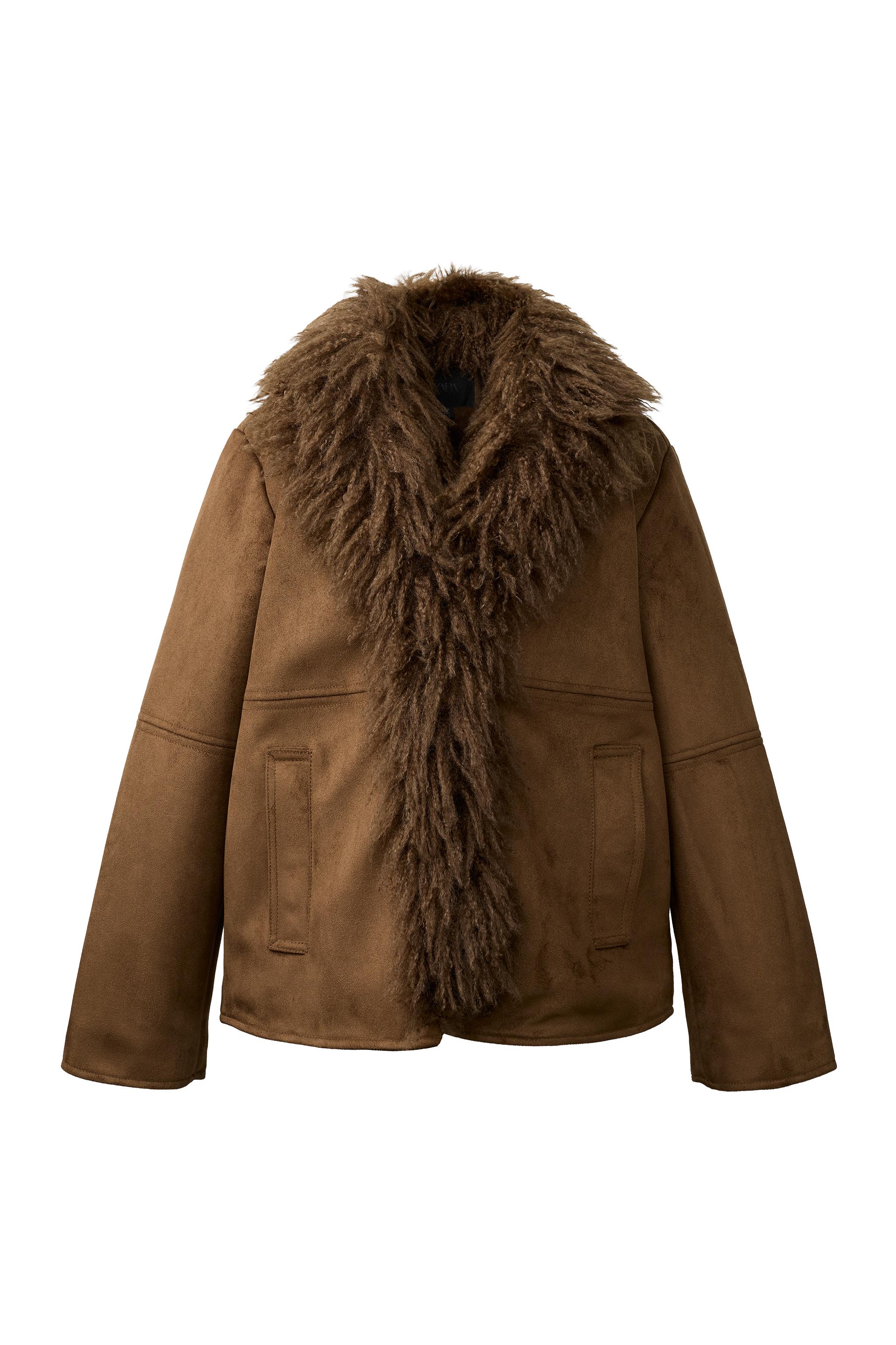 FAUX SUEDE SHEEPKIN JACKET — ZARA