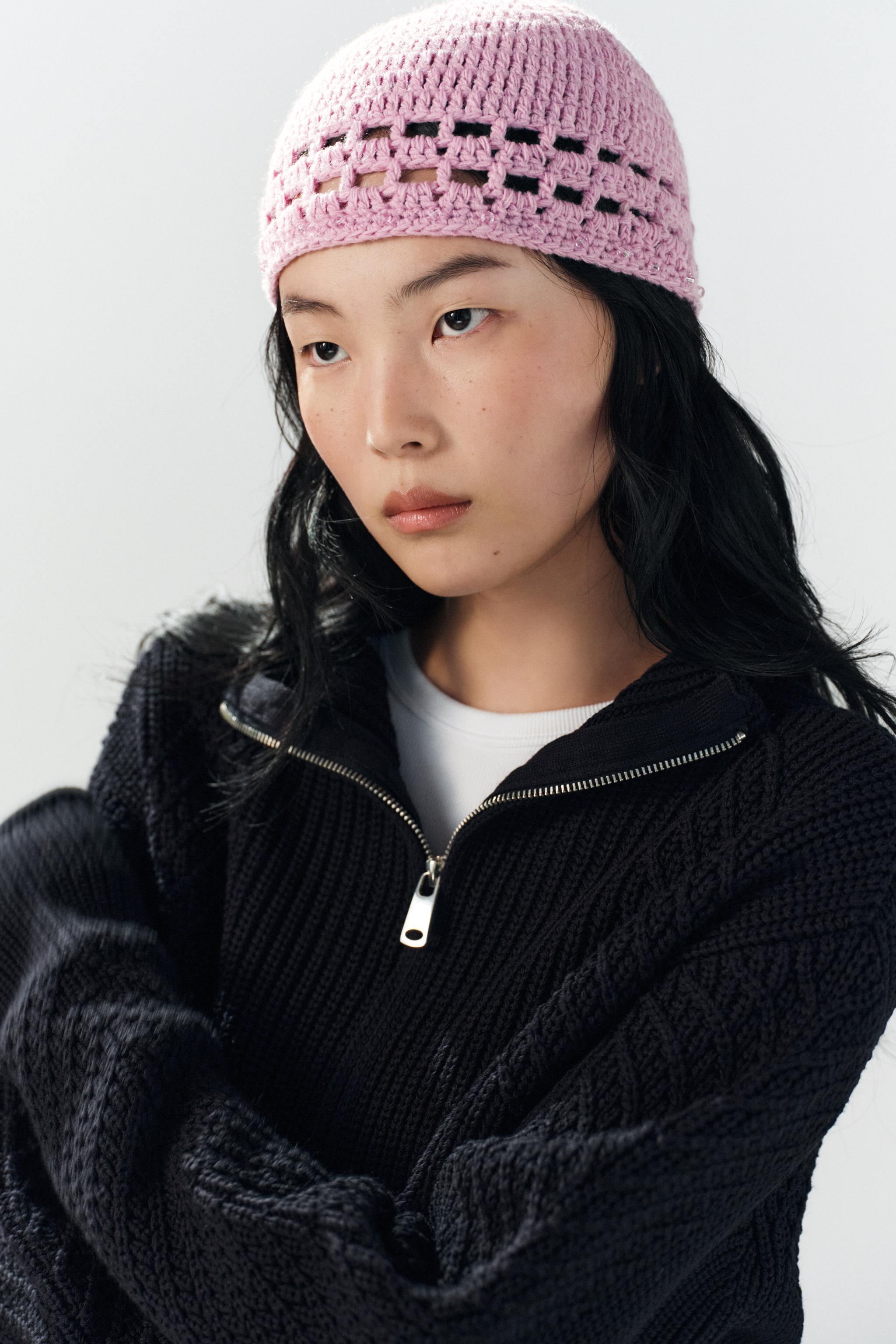 Шляпа pillbox из бисера и вязаного крючком полотна — ZARA