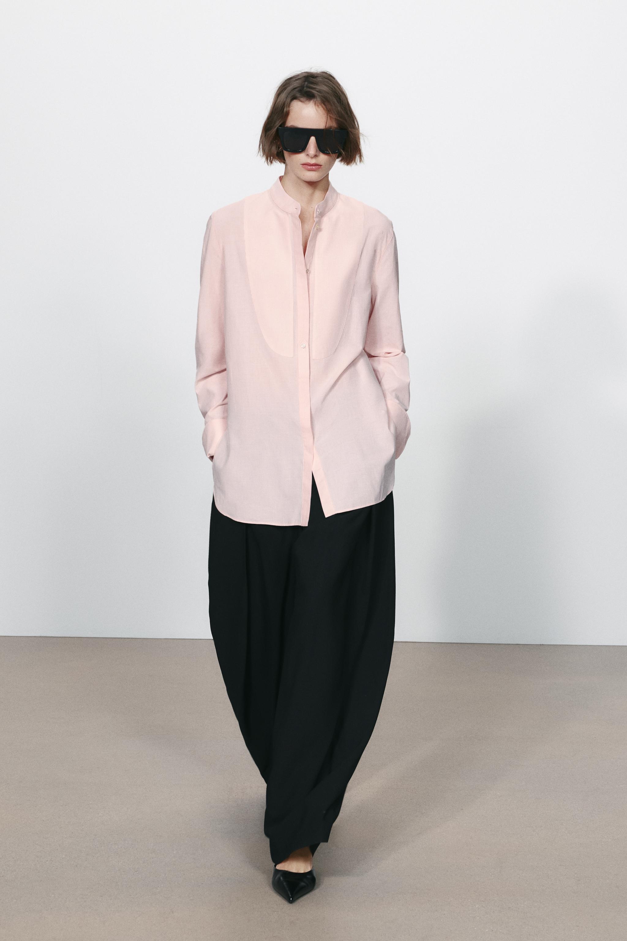 Рубашка ZW COLLECTION в полоску с накладными карманами — ZARA
