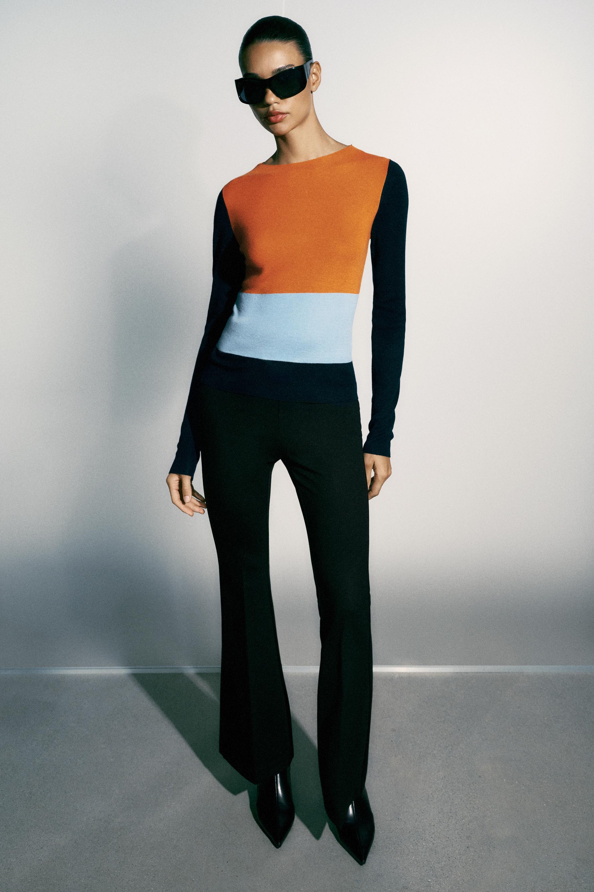 COLOUR BLOCK FINE KNIT TOP — ZARA