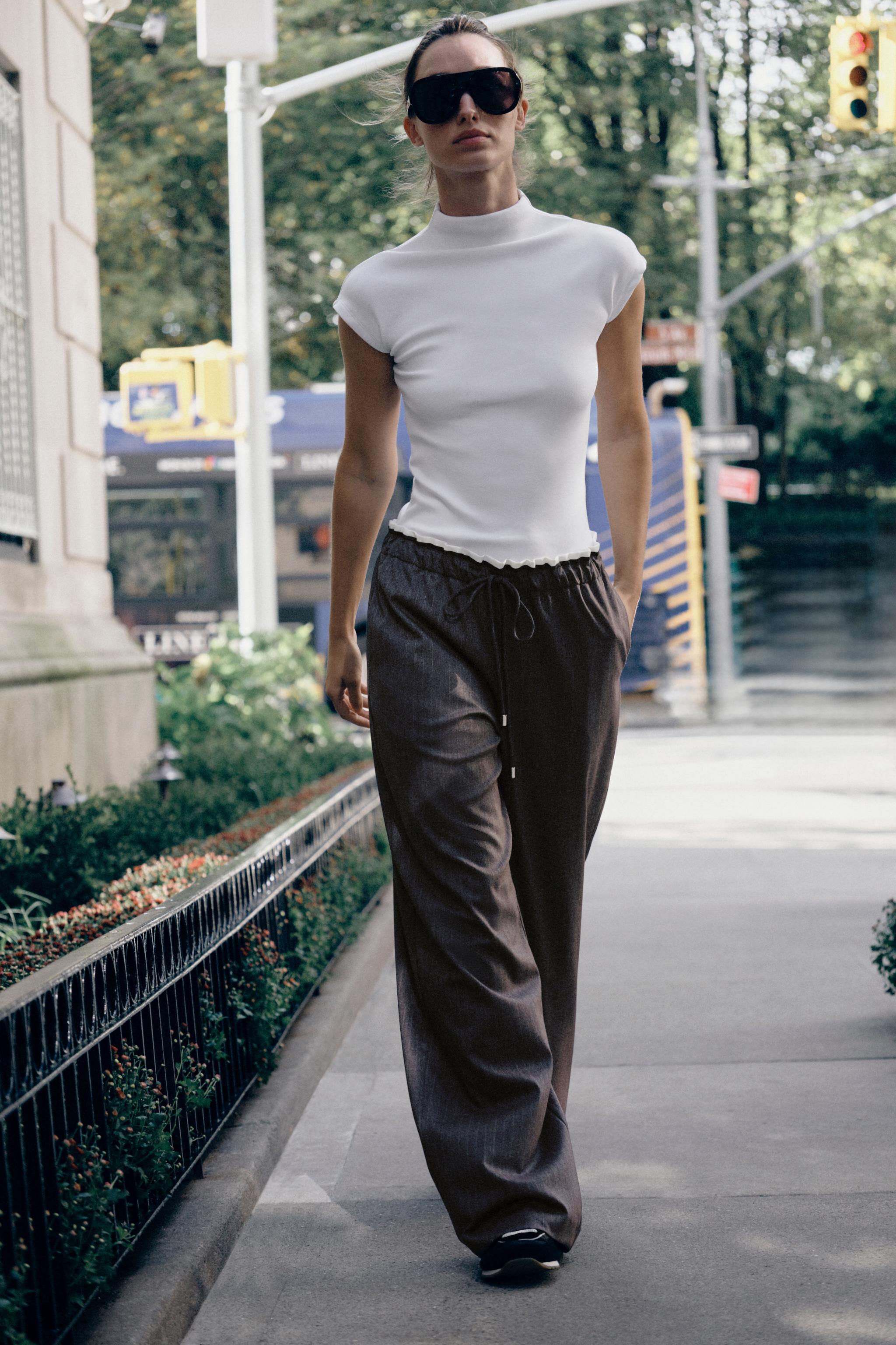 ШИРОКИЕ БРЮКИ С ДВОЙНЫМ ПОЯСОМ — ZARA
