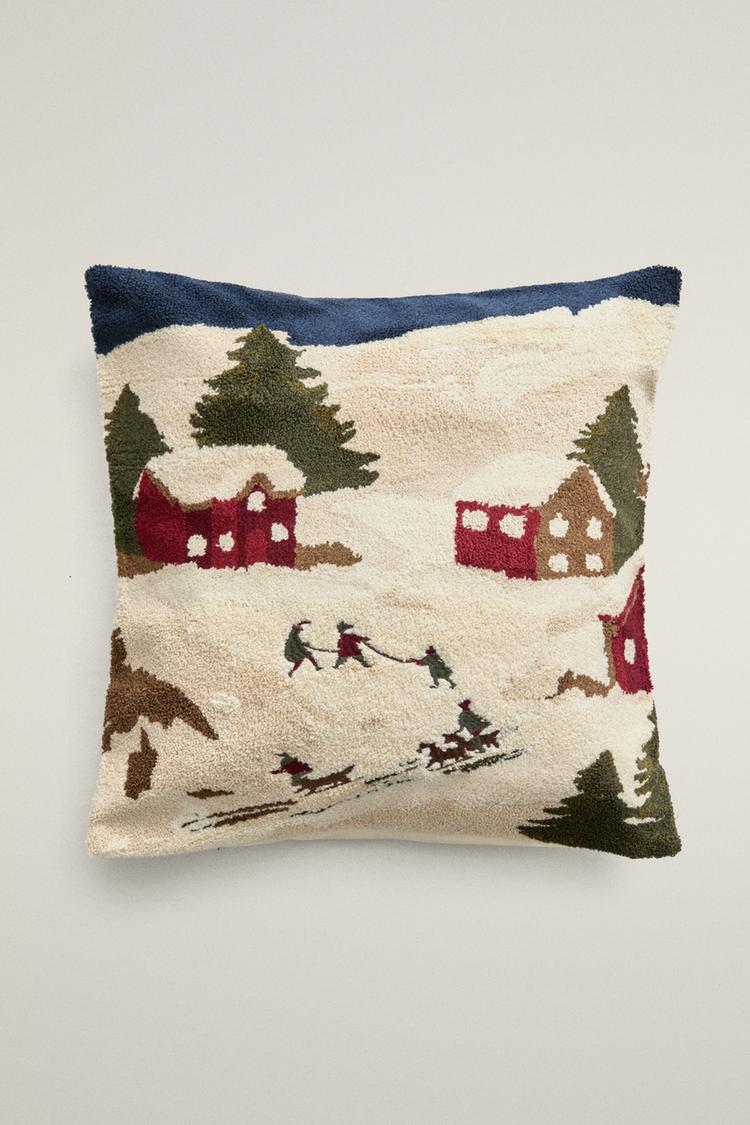CHRISTMAS SNOW TUFTED CUSHION COVER