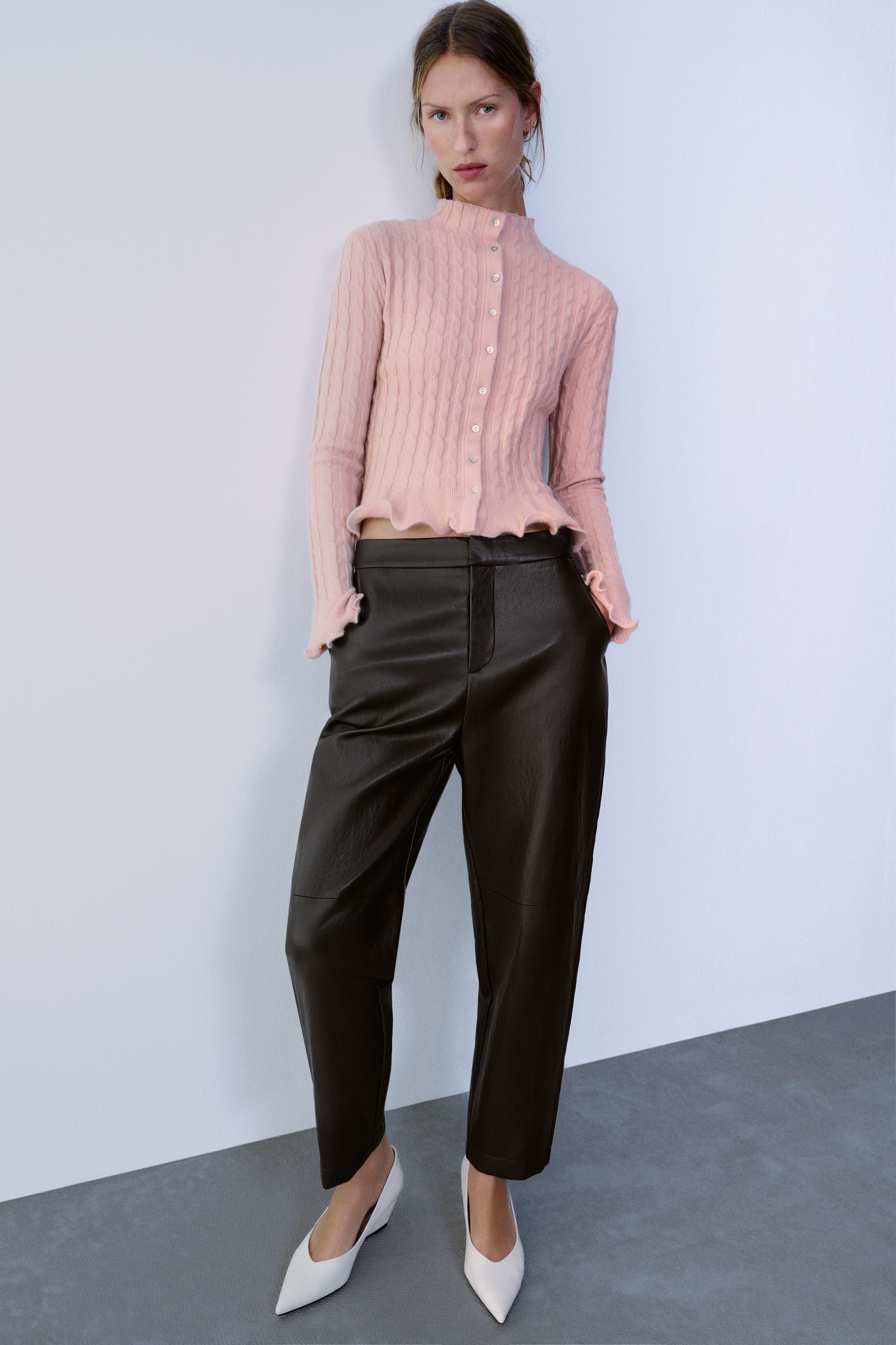 КАРДИГАН ИЗ ТРИКОТАЖА КОСИЧКОЙ С ВОЛАНАМИ — ZARA