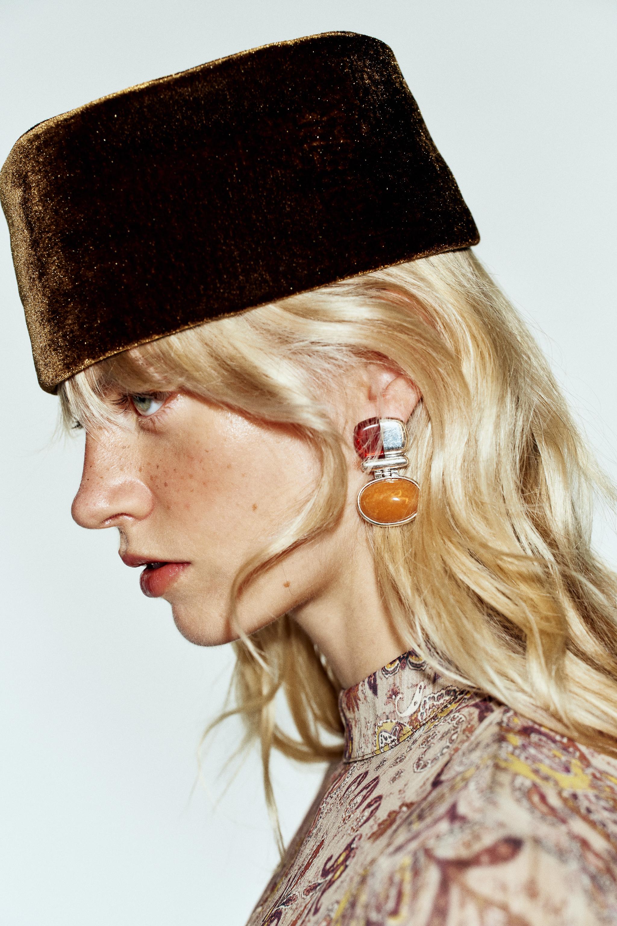 Серьги из металла со вставками из разных камней — ZARA