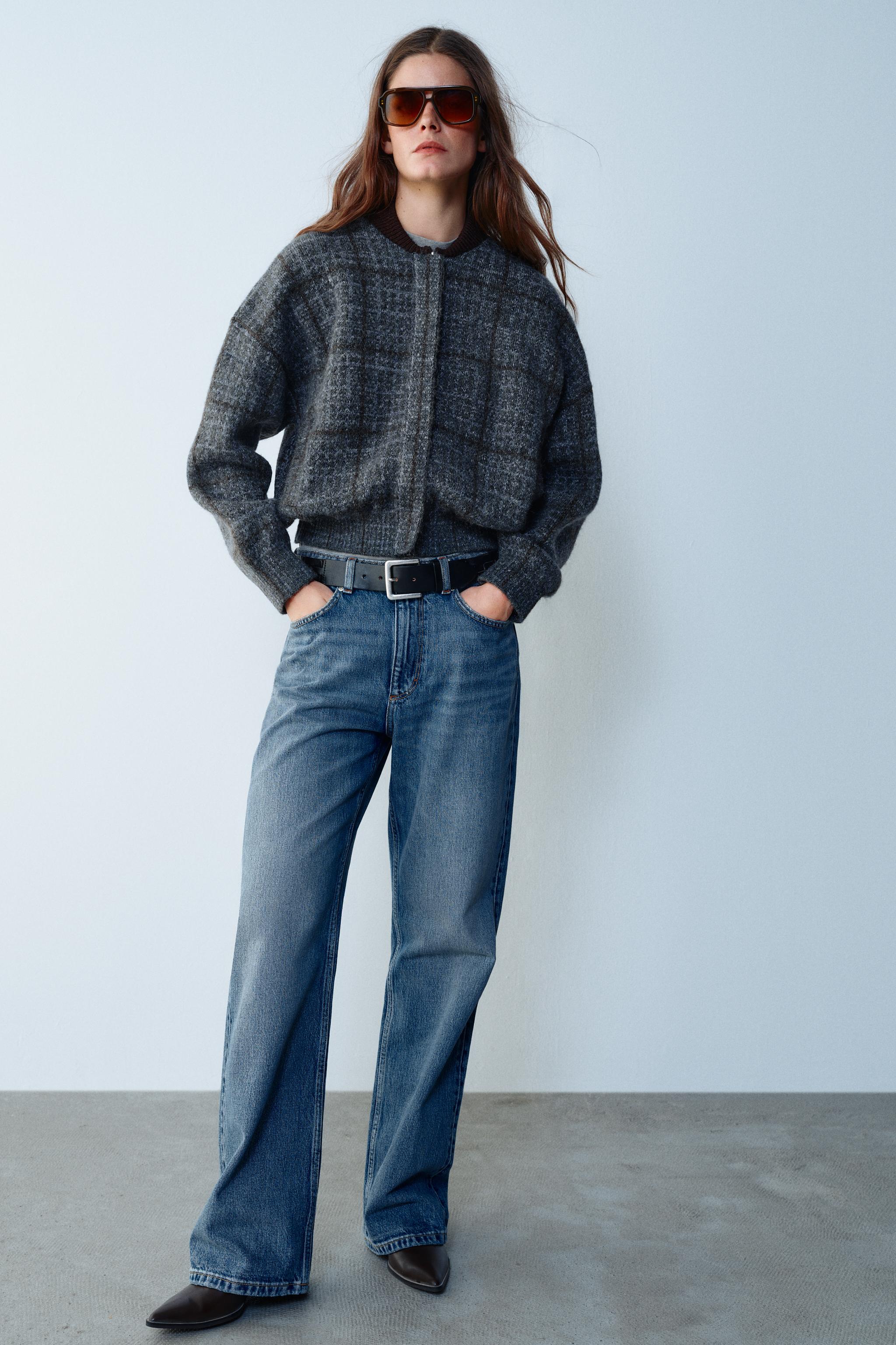 CHECK KNIT BOMBER JACKET — ZARA
