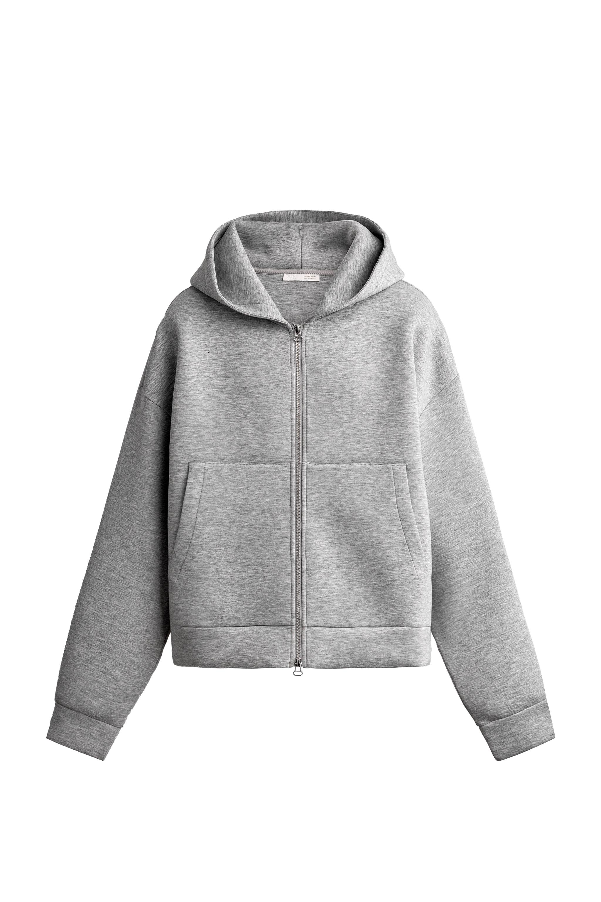 Худи на молнии с капюшоном из технической ткани — ZARA