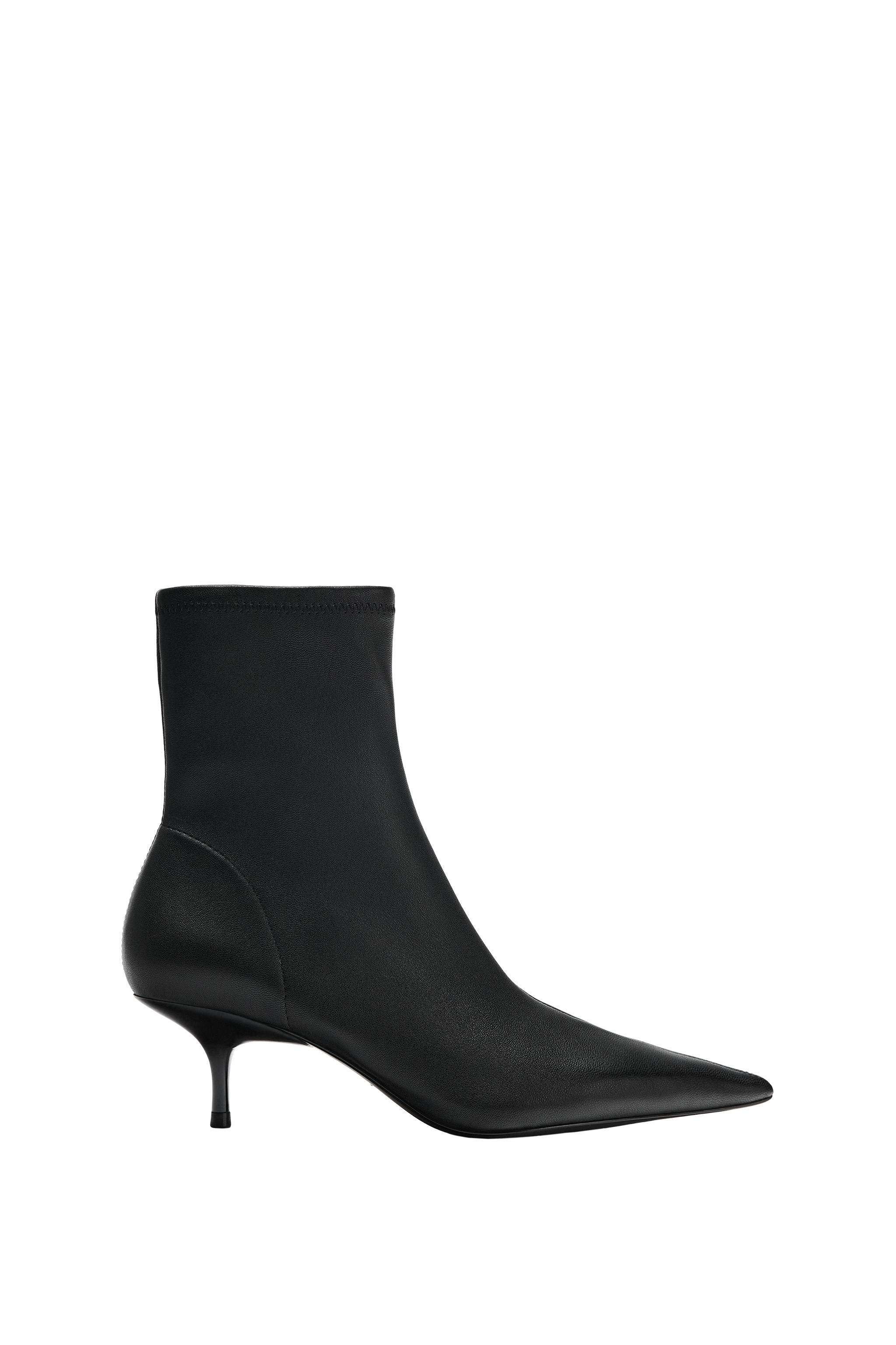 Кожаные ботильоны на каблуке Limited Edition — ZARA