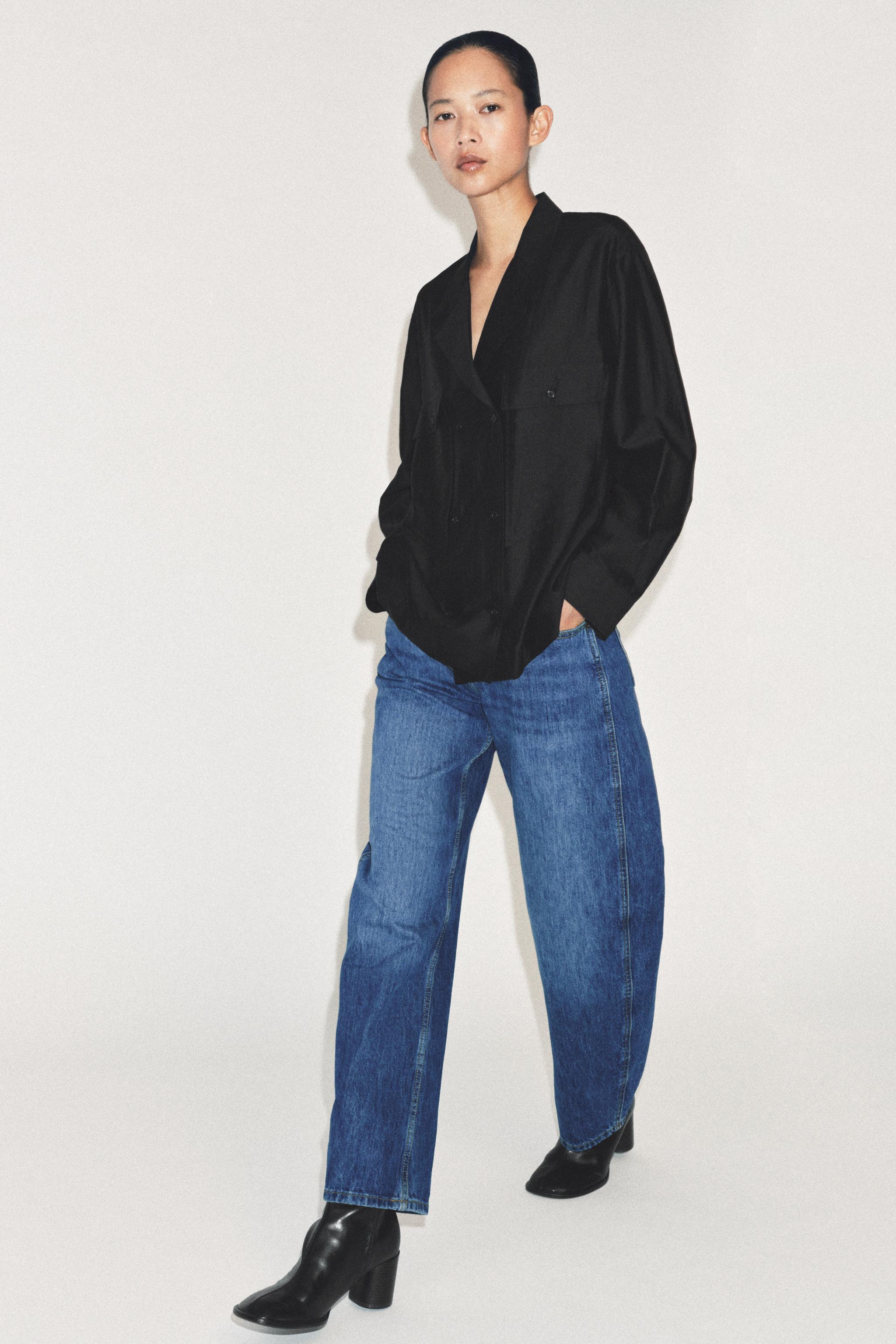 Рубашка ZW COLLECTION с карманами и запа́хом — ZARA