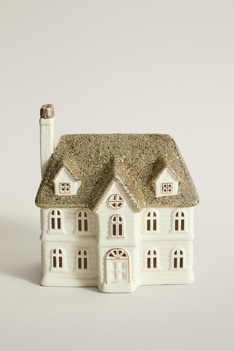LARGE CERAMIC CHRISTMAS HOUSE ORNAMENT