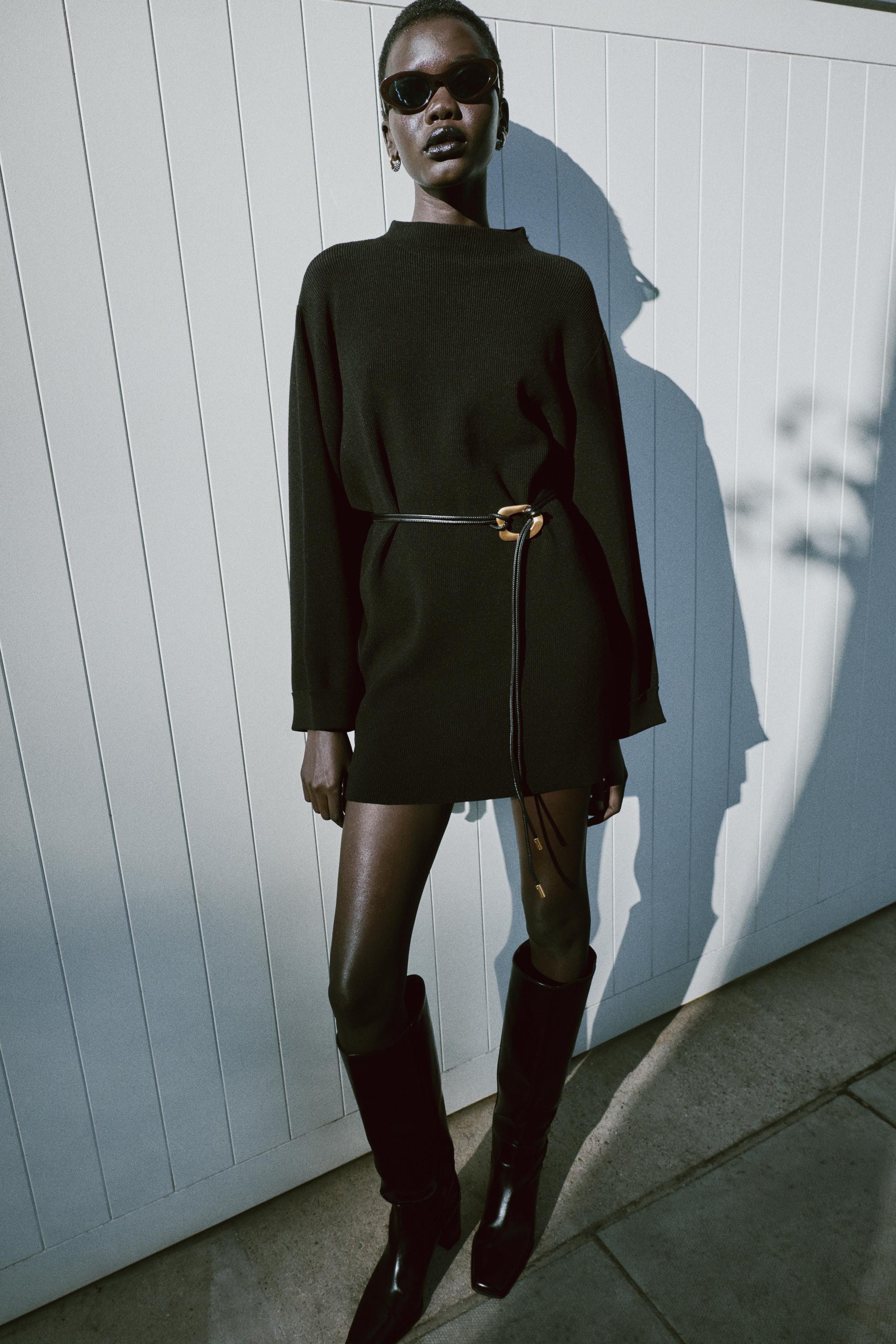 КОРОТКОЕ ТРИКОТАЖНОЕ ПЛАТЬЕ С ПОЯСОМ — ZARA
