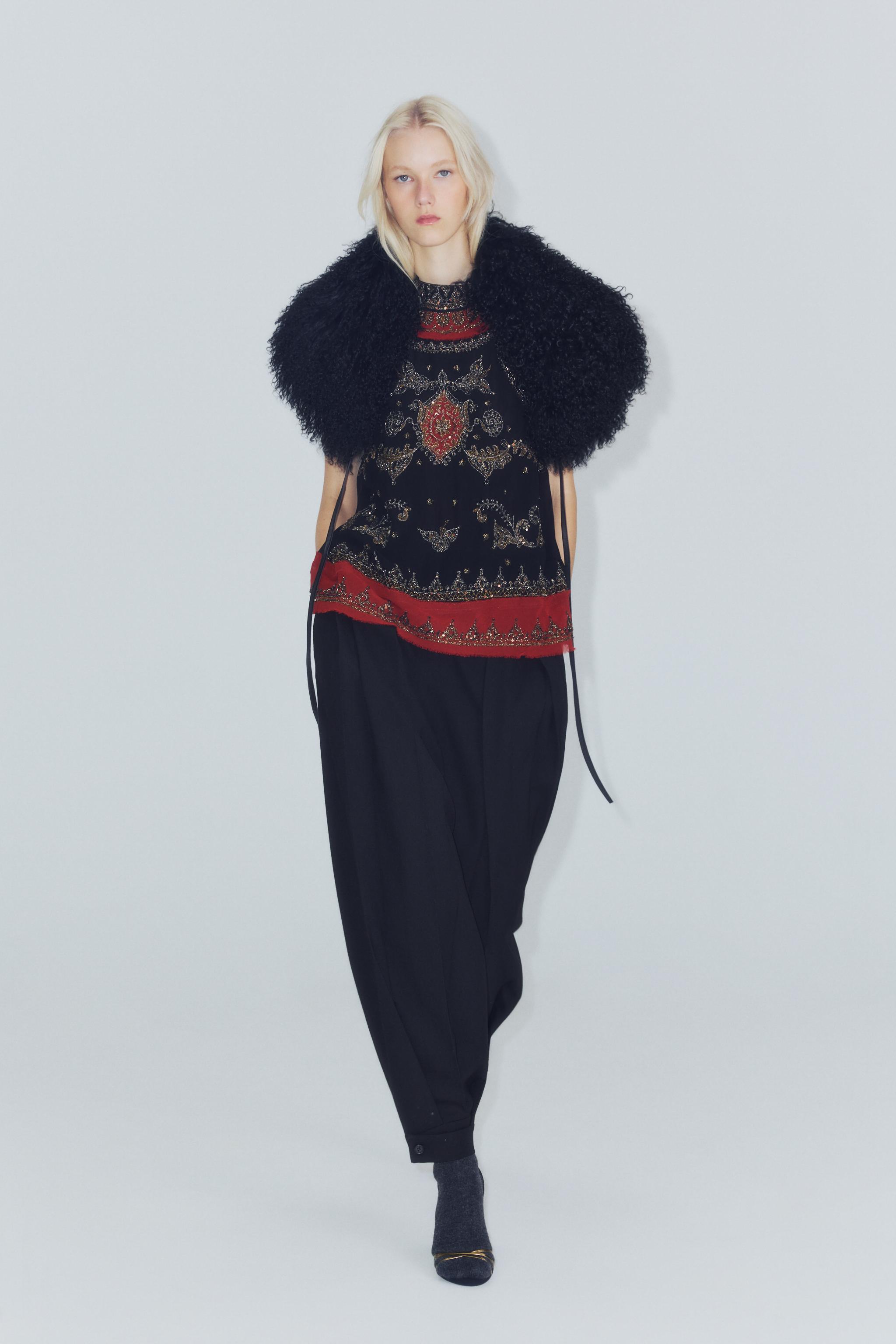 ТОП КОМБИНИРОВАННЫЙ С ВЫШИВКОЙ И БИСЕРОМ — ZW COLLECTION — ZARA