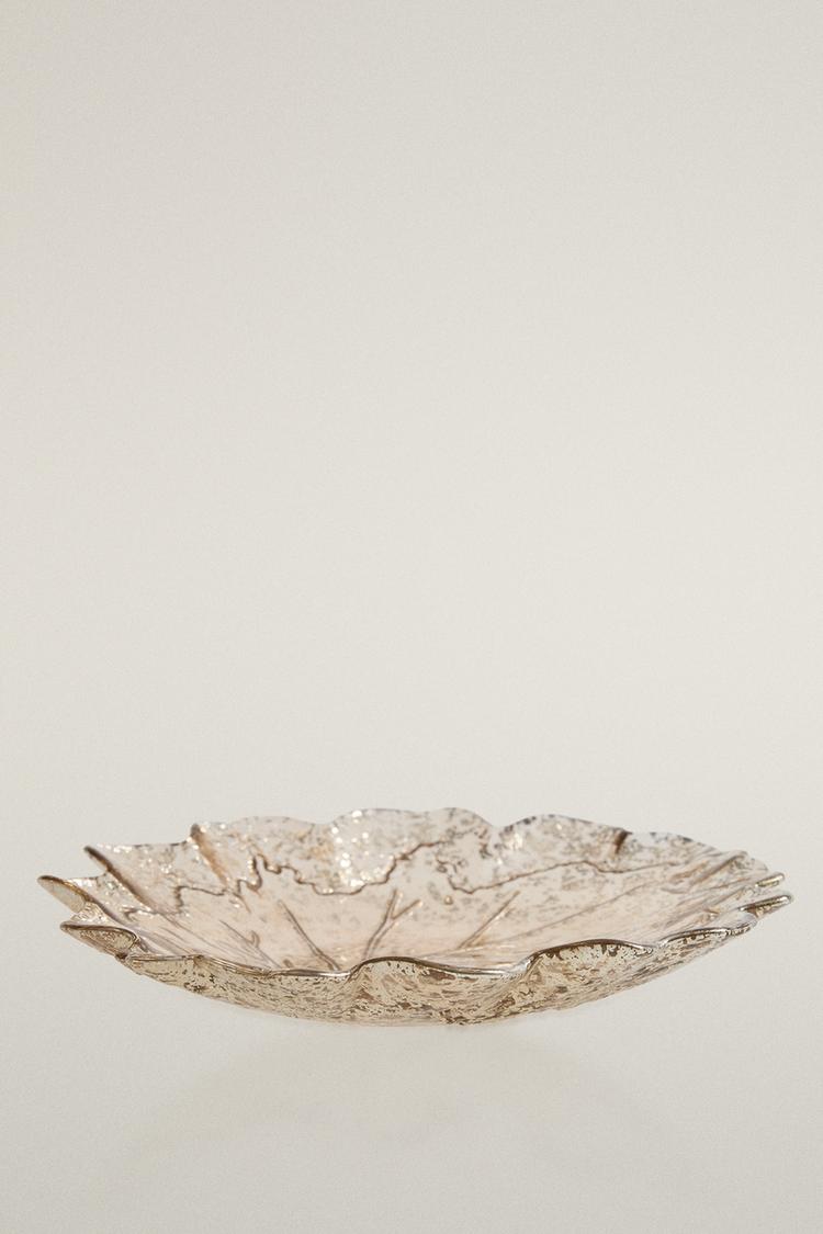CHRISTMAS LEAF MERCURY GLASS BOWL