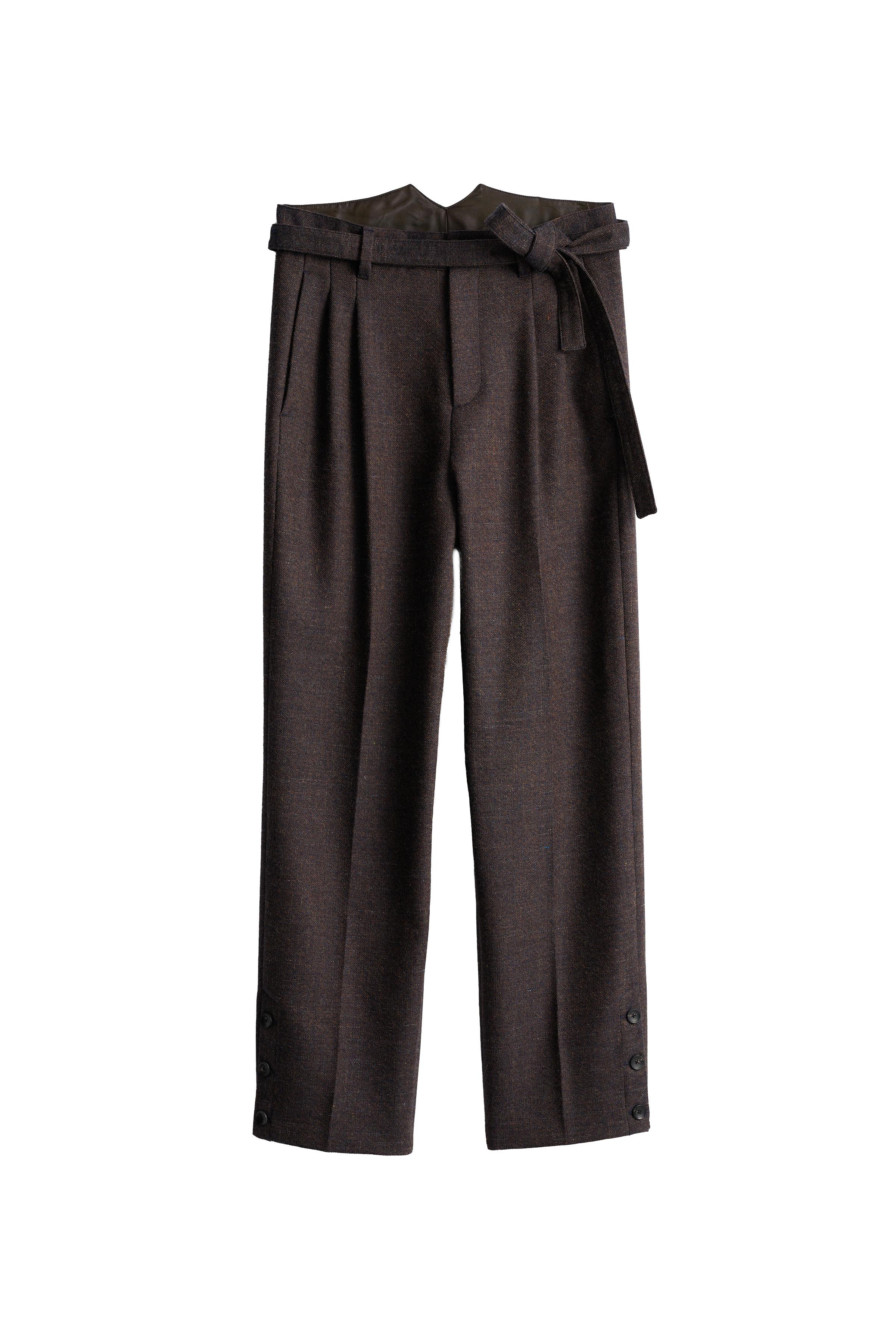 TEXTURED WOOL BLEND SUIT TROUSERS WITH BELT — ZARA