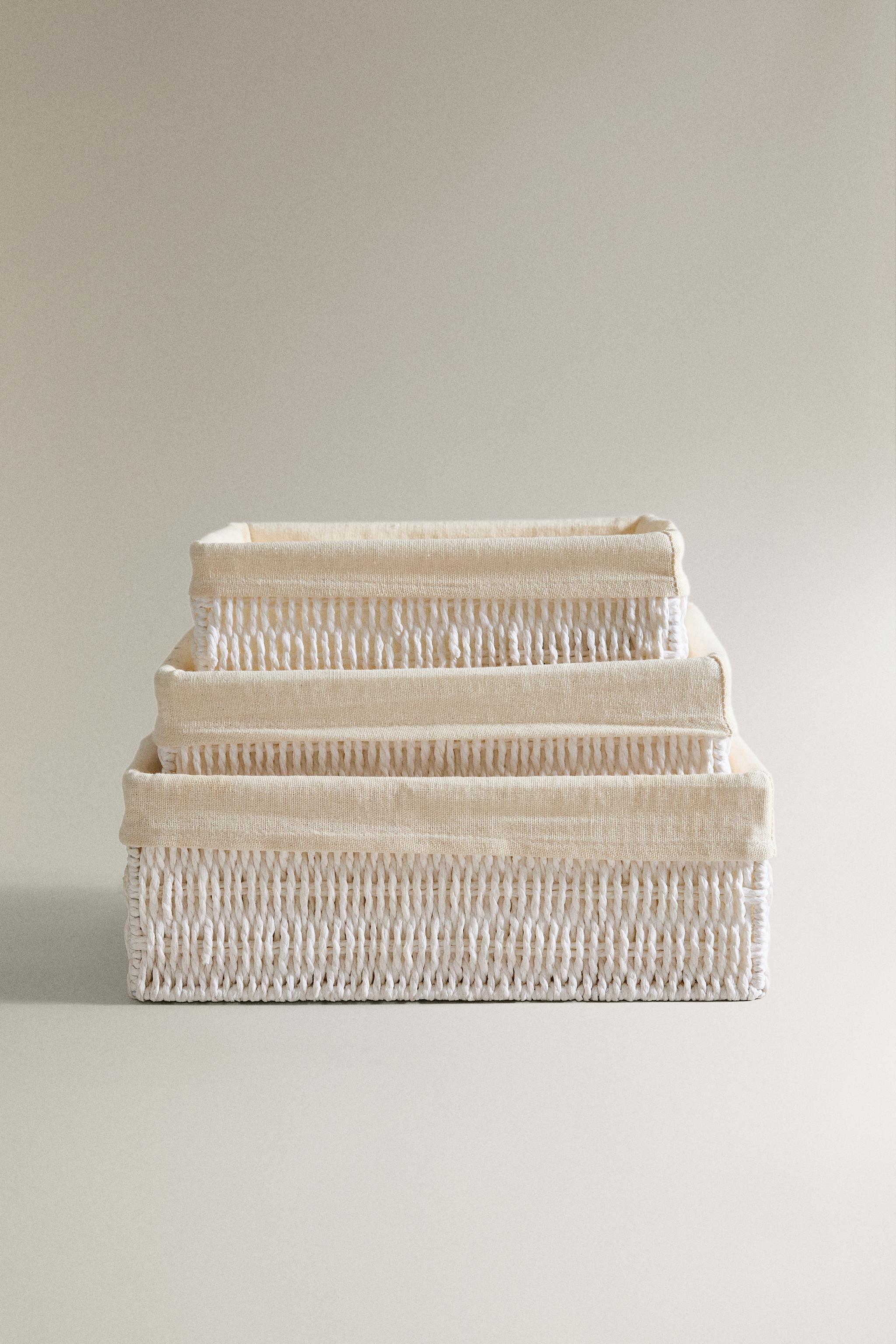 ПРЯМОУГОЛЬНАЯ КОРЗИНА С ХЛОПКОВОЙ ПОДКЛАДКОЙ — ZARA