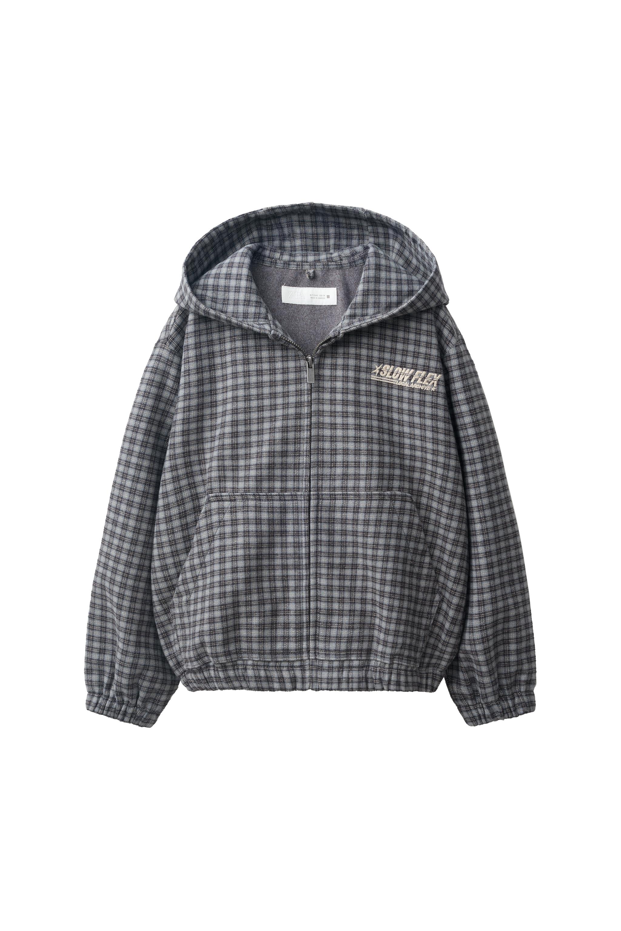 CHECKS HOODIE OVERSHIRT — ZARA