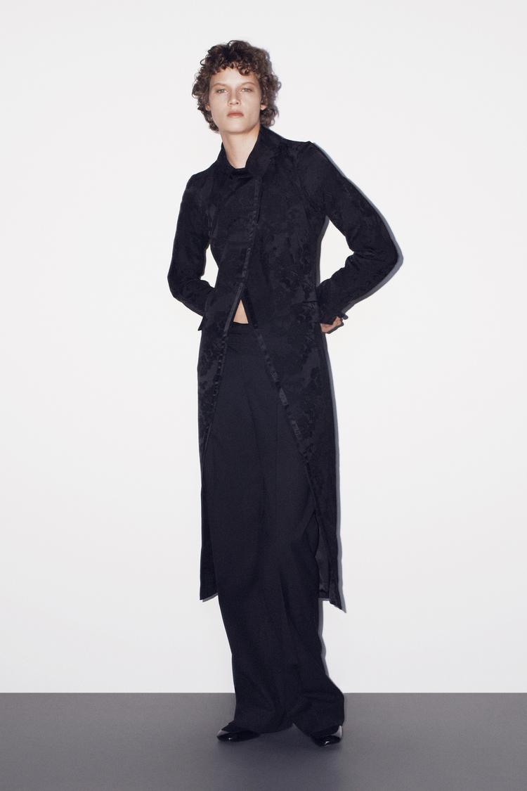 ZW COLLECTION ASYMMETRIC JACQUARD COAT WITH FROG FASTENING