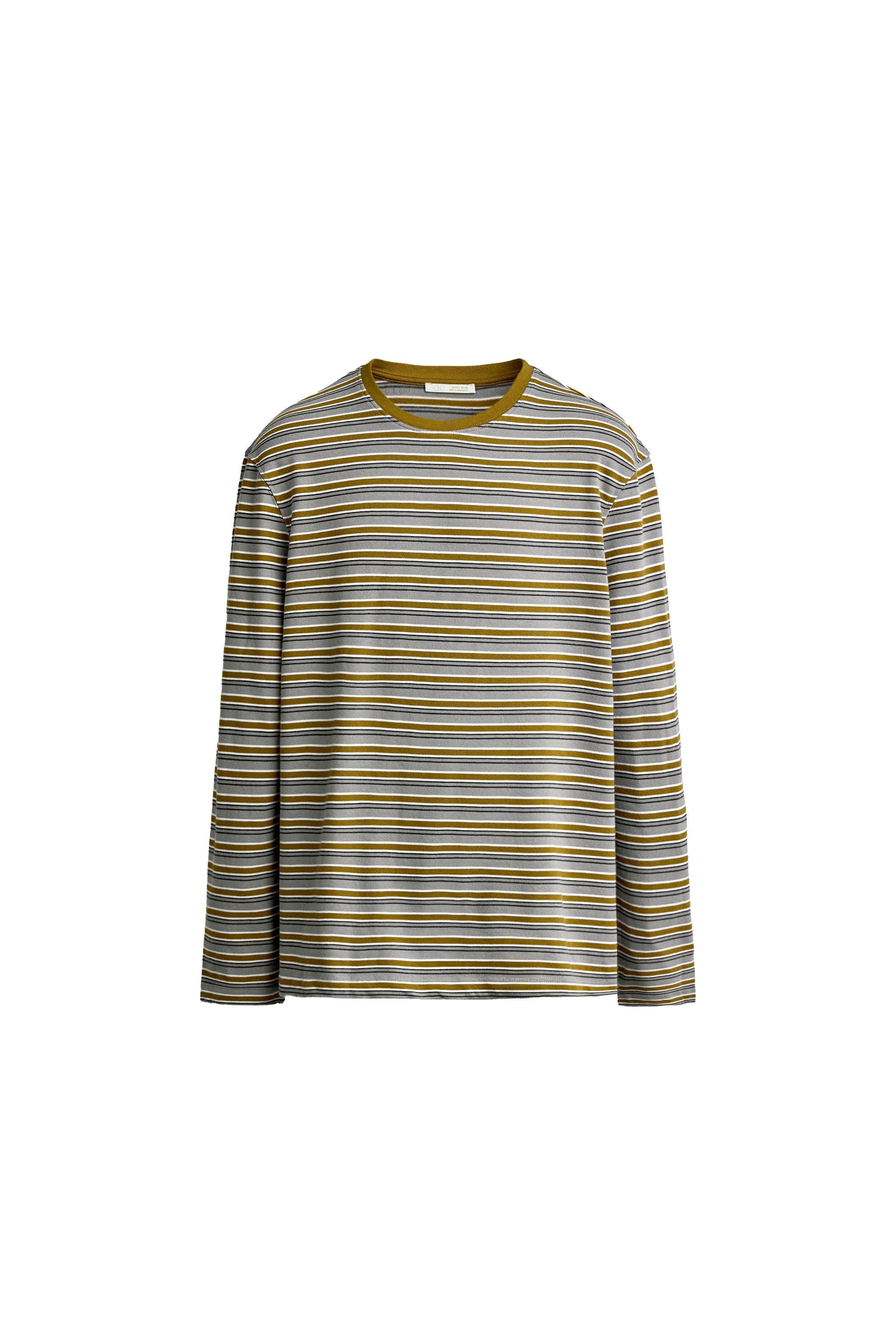Футболка из жаккардовой ткани классического кроя в полоску — ZARA