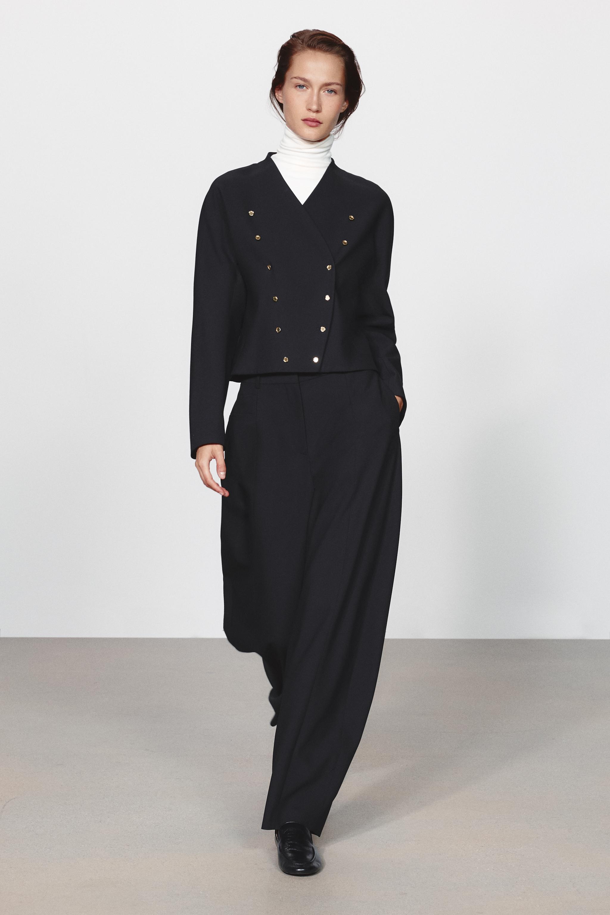 ZW COLLECTION GOLD BUTTON BLAZER — ZARA