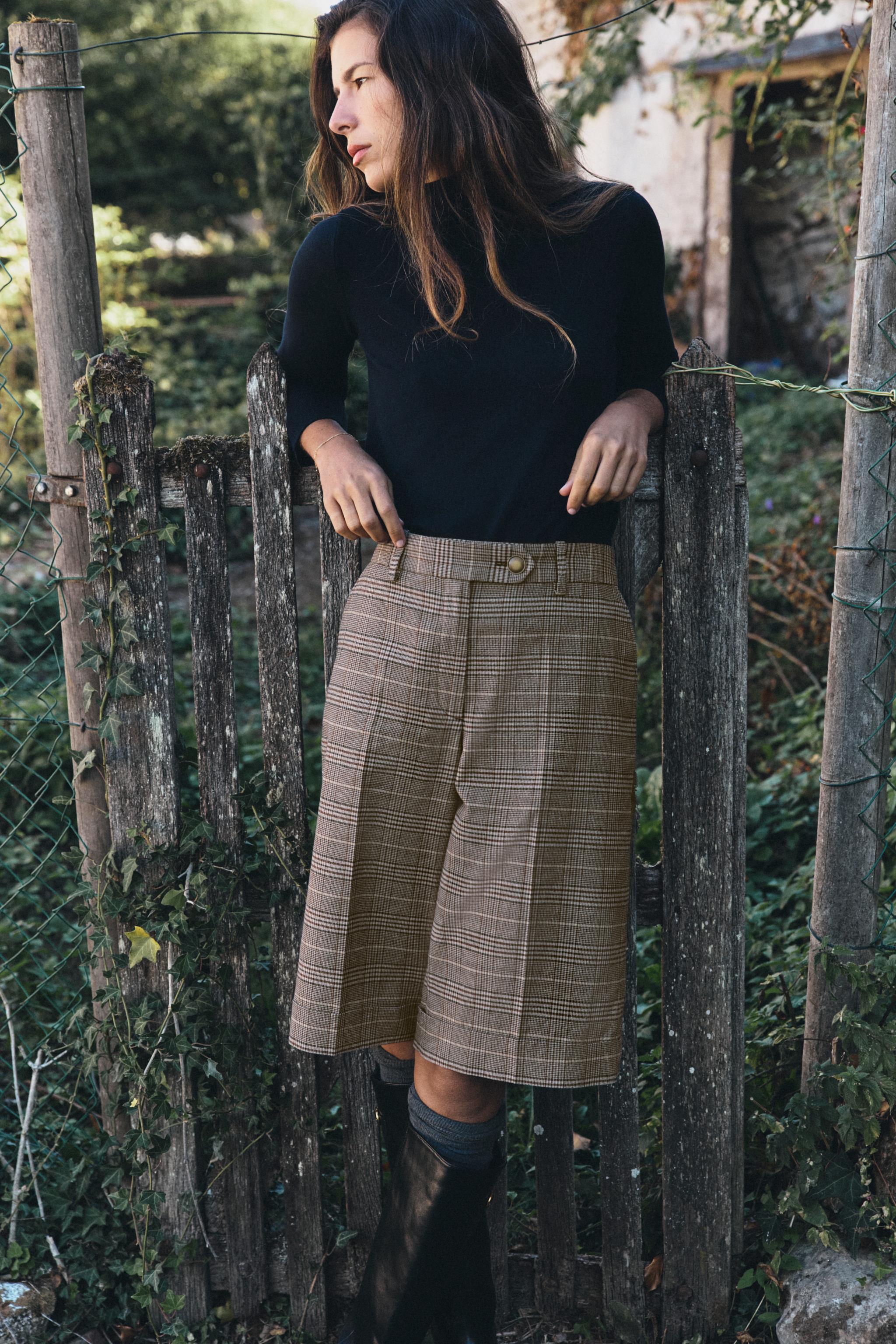 ШОРТЫ С УЗОРОМ «ГУСИНАЯ ЛАПКА» — ZARA