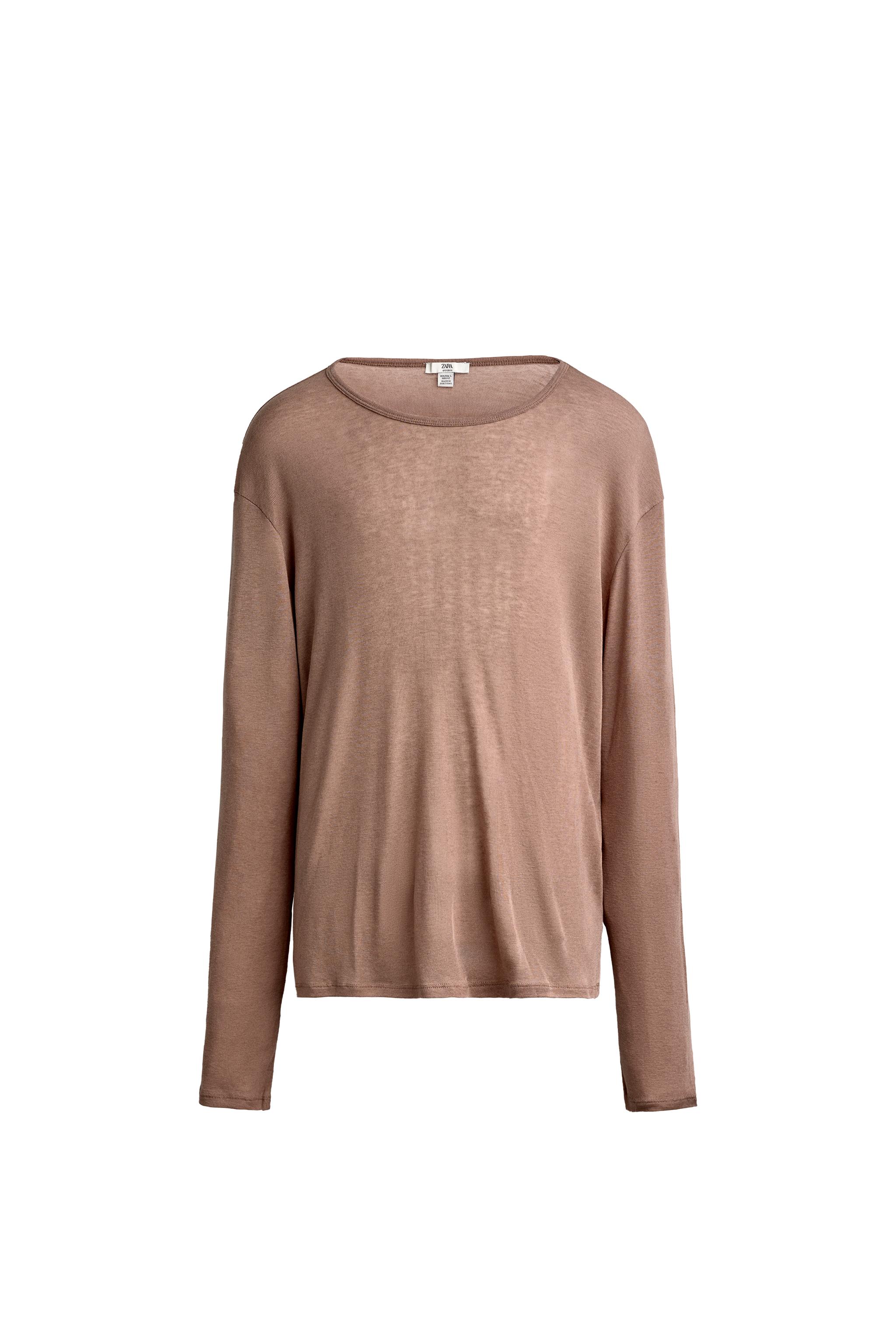 LYOCELL AND WOOL RELAXED FIT T-SHIRT — ZARA