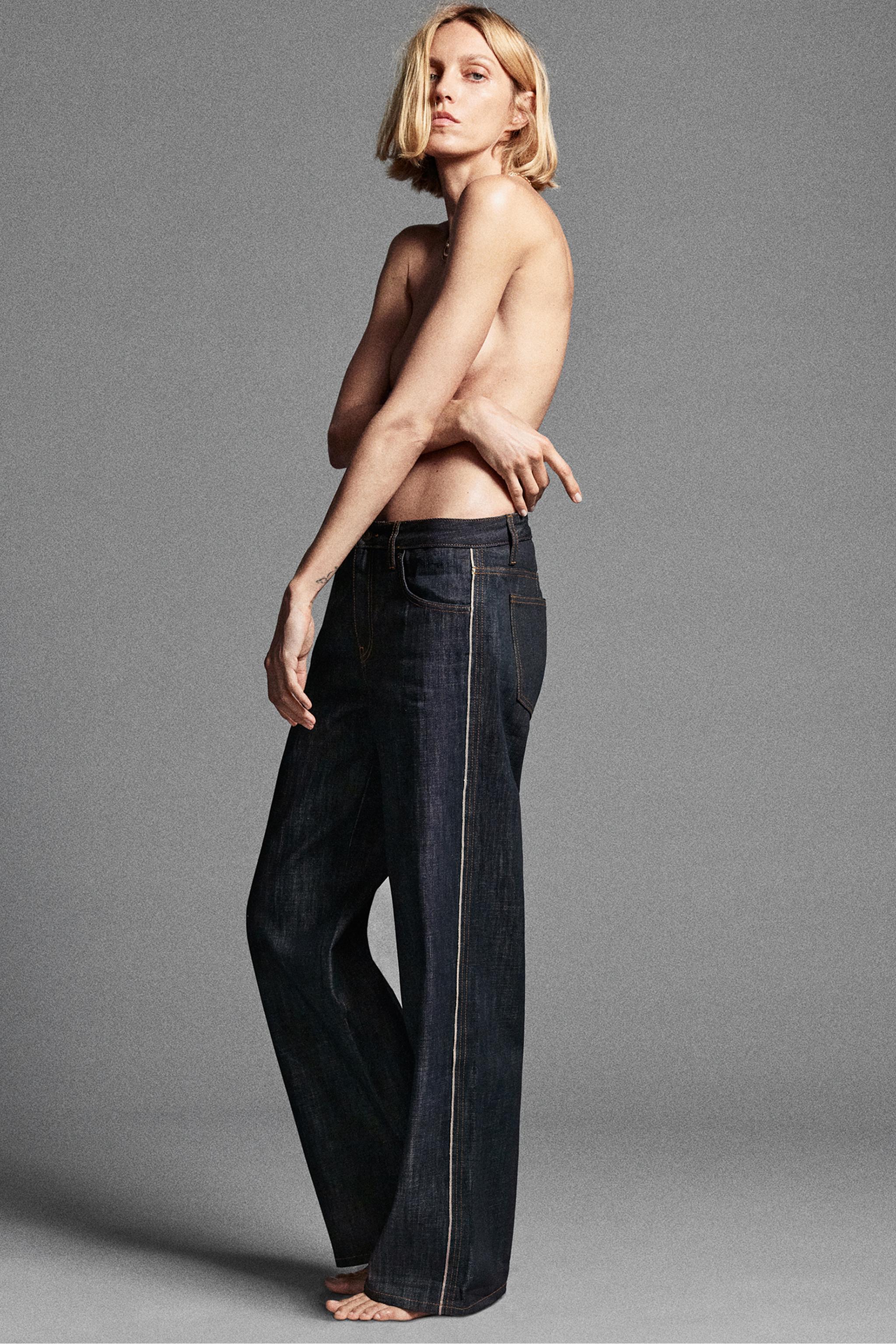 ДЖИНСЫ СЕЛВИДЖ ПРЯМОГО КРОЯ СО СРЕДНЕЙ ПОСАДКОЙ — ZW COLLECTION — ZARA