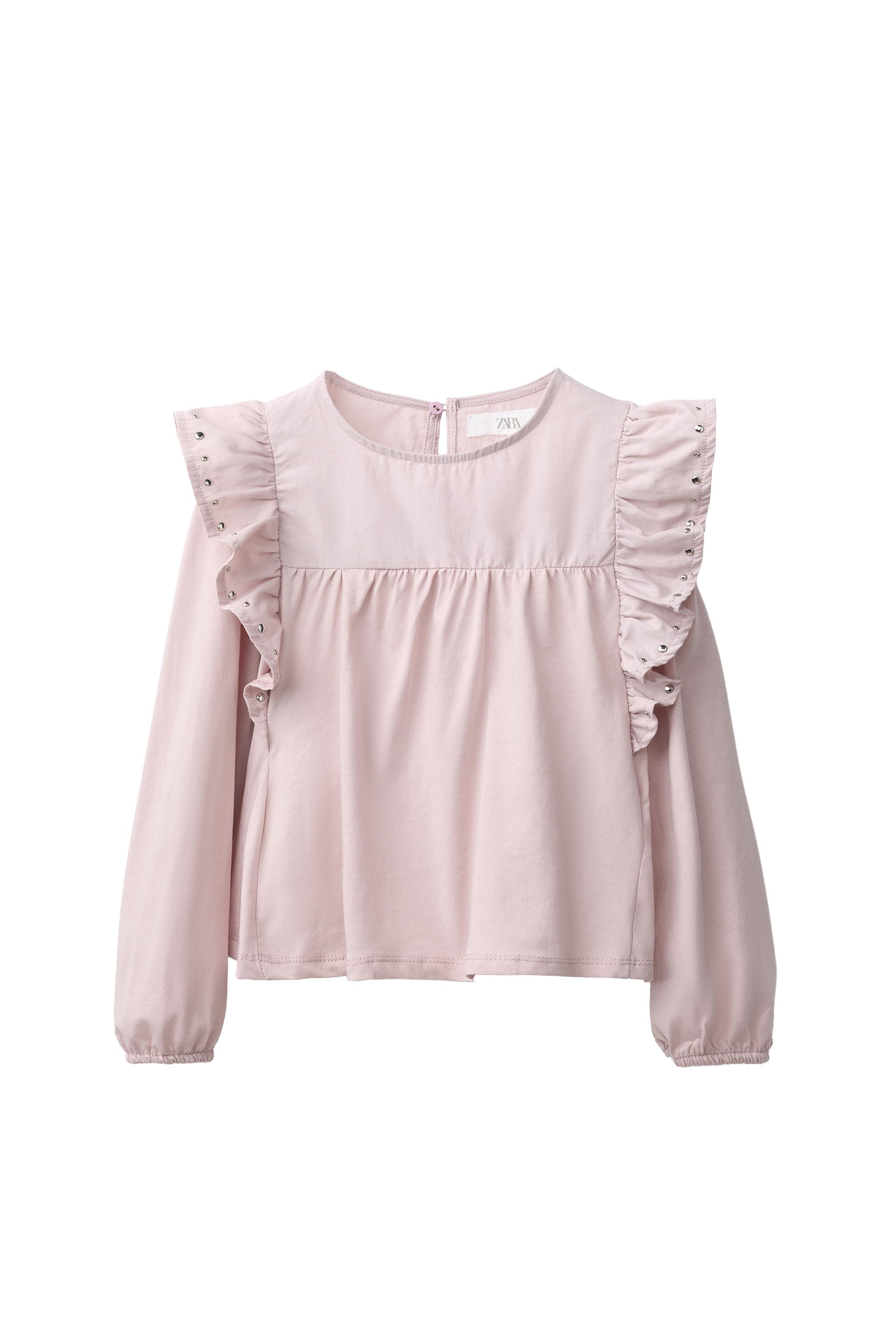 Футболка со стразами и рюшами — ZARA