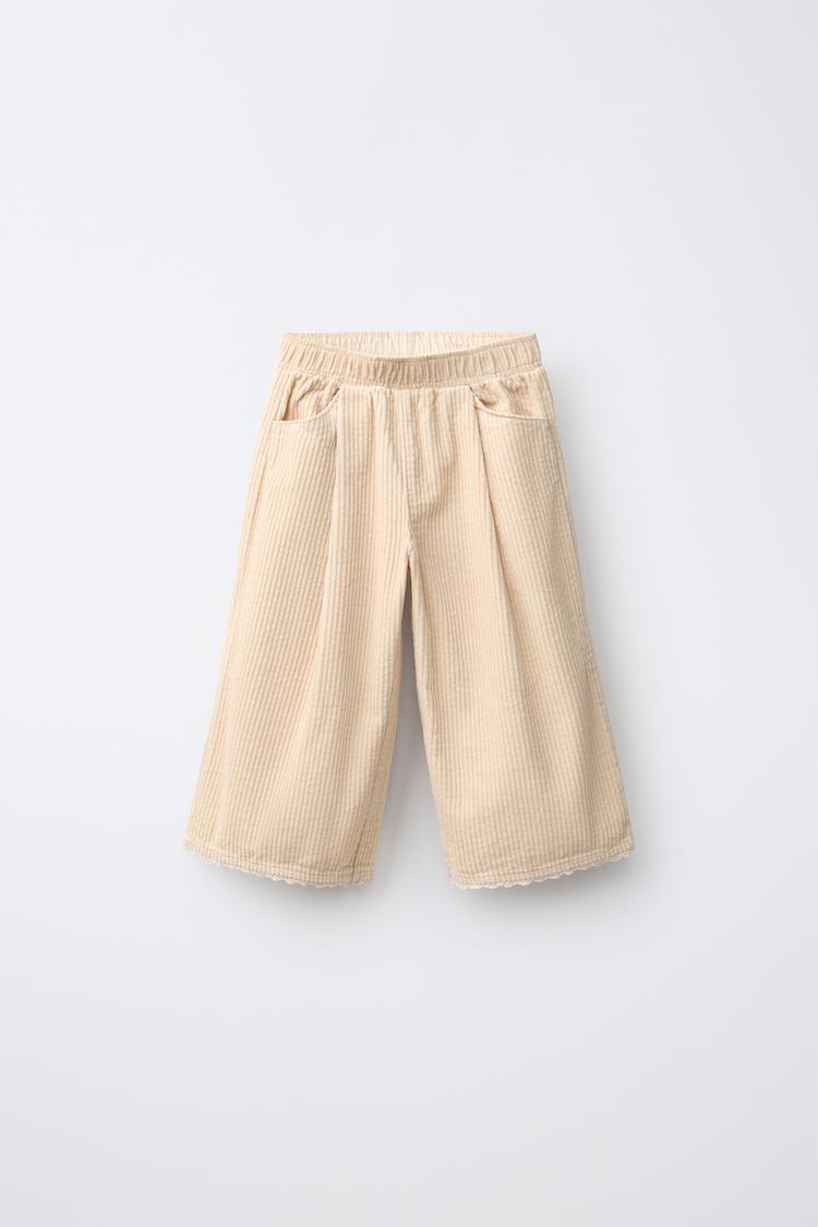 ВЕЛЬВЕТОВЫЕ БРЮКИ WIDE LEG С КРУЖЕВОМ