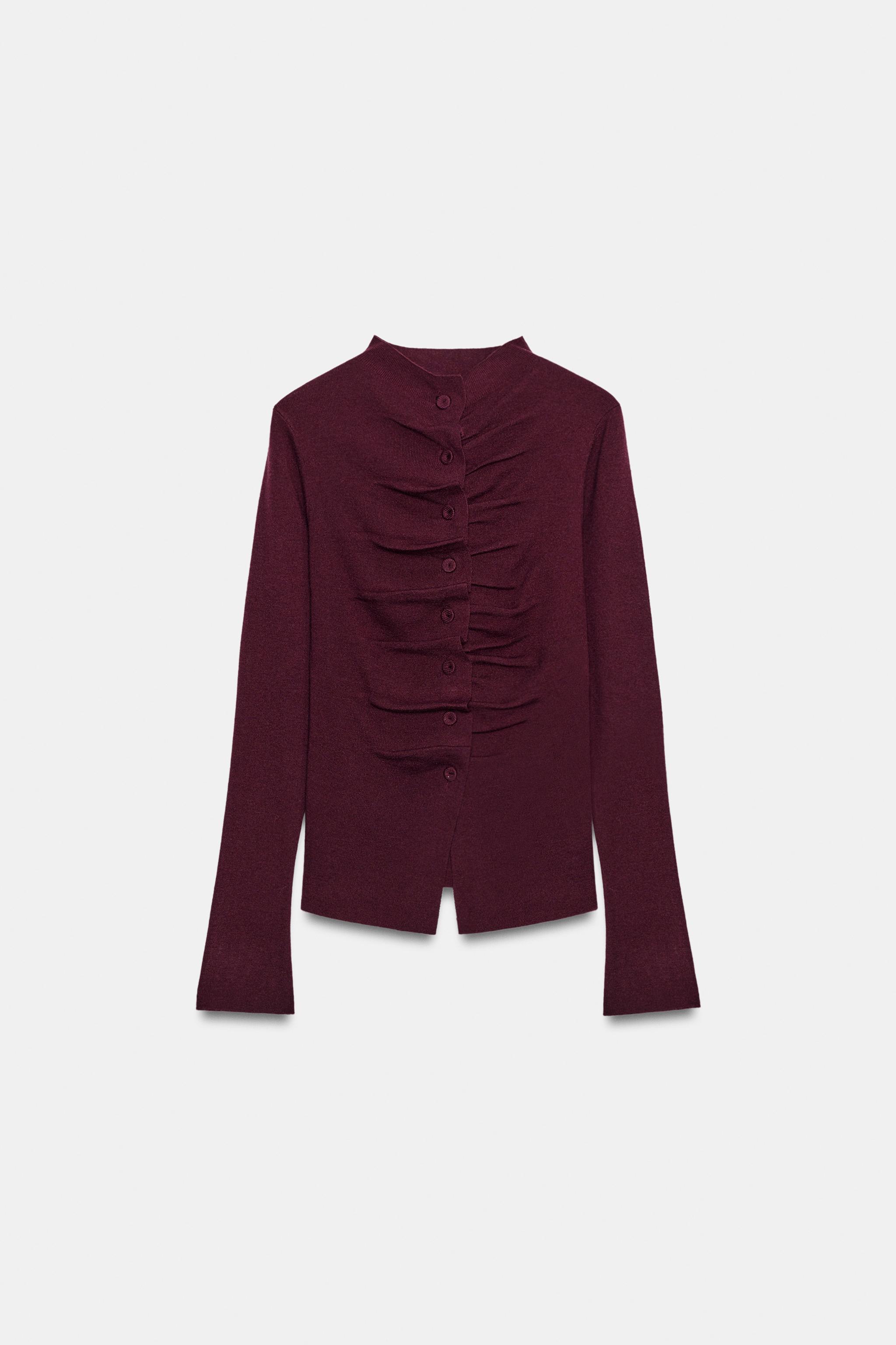 Топ из трикотажа с драпировкой — ZARA