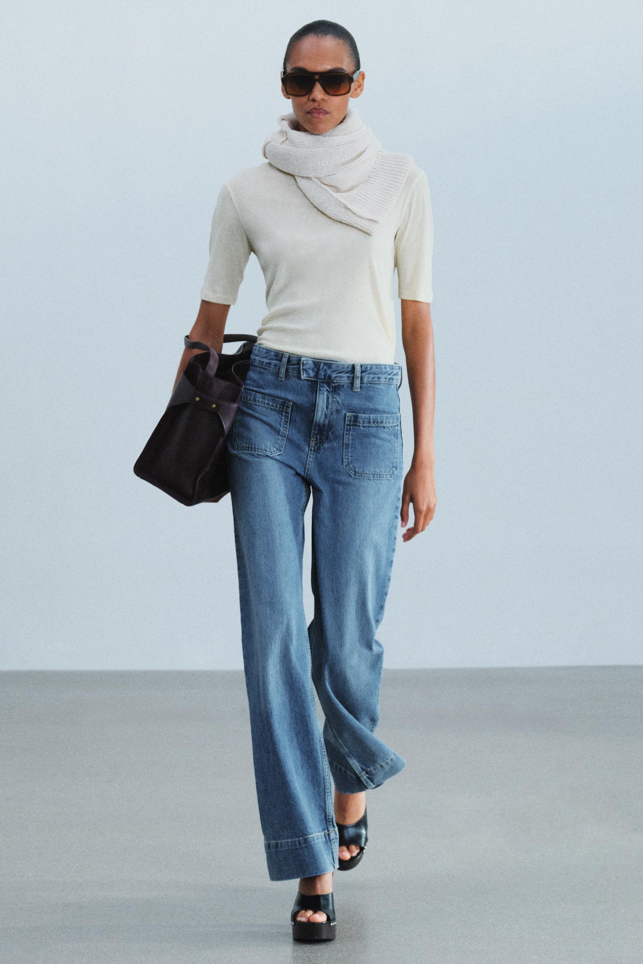 ZW COLLECTION джинсы с высокой посадкой, расклешённые, с карманами — ZARA