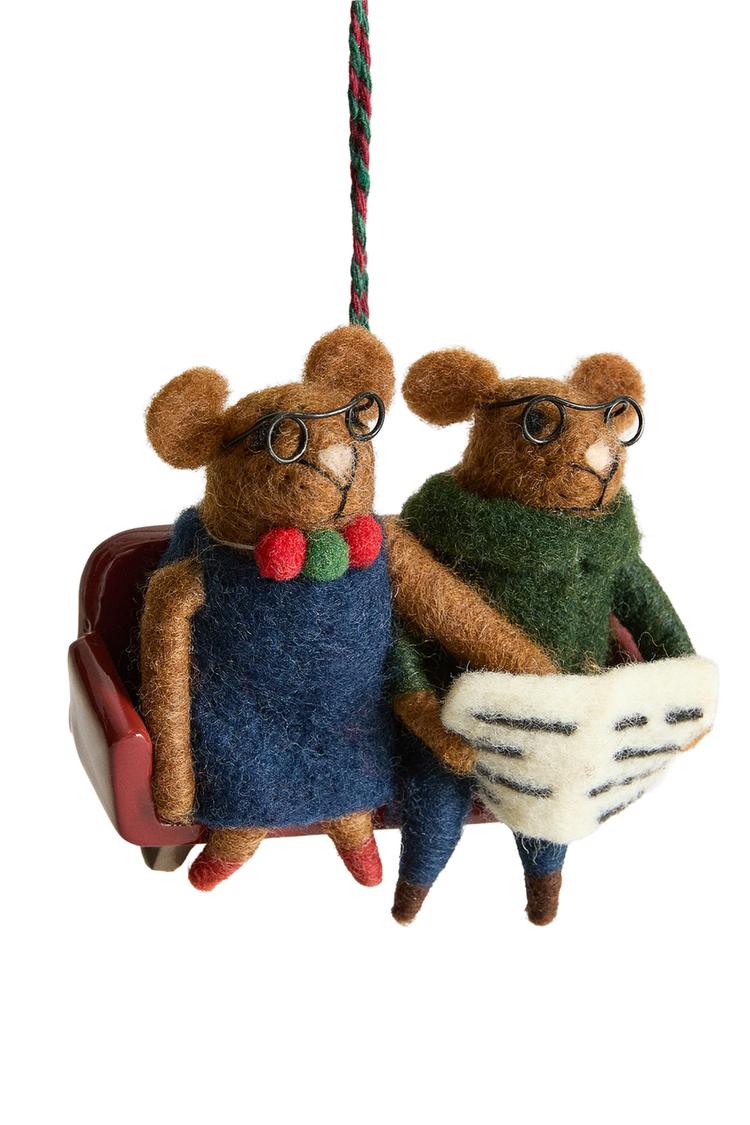 CHRISTMAS MICE COUCH TREE ORNAMENT