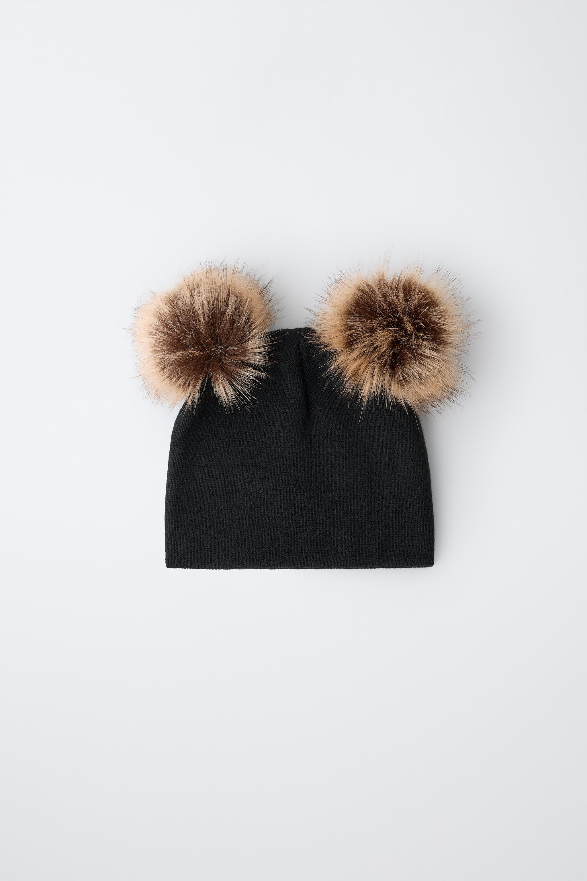 Трикотажная шапка с помпонами — ZARA