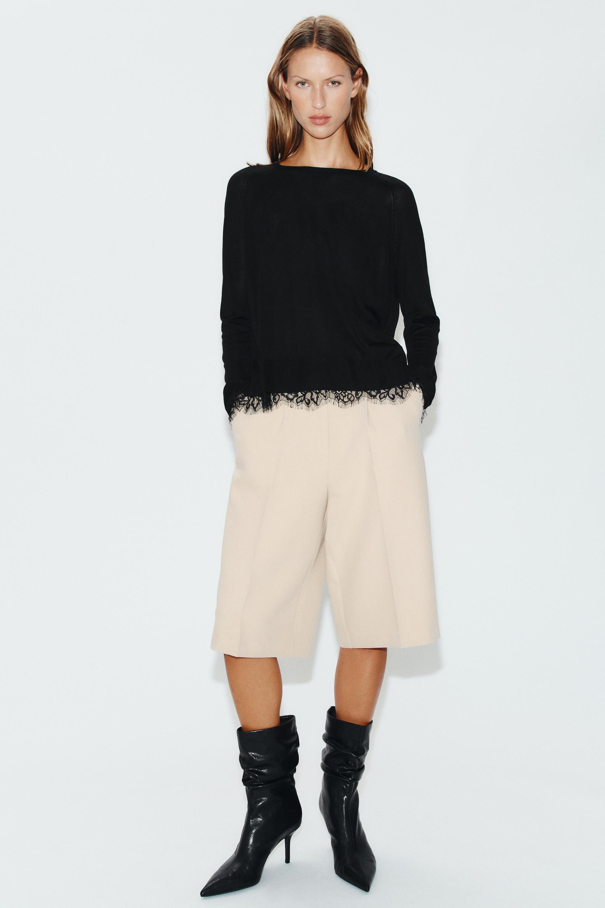 СВИТЕР С КРУЖЕВОМ — ZARA