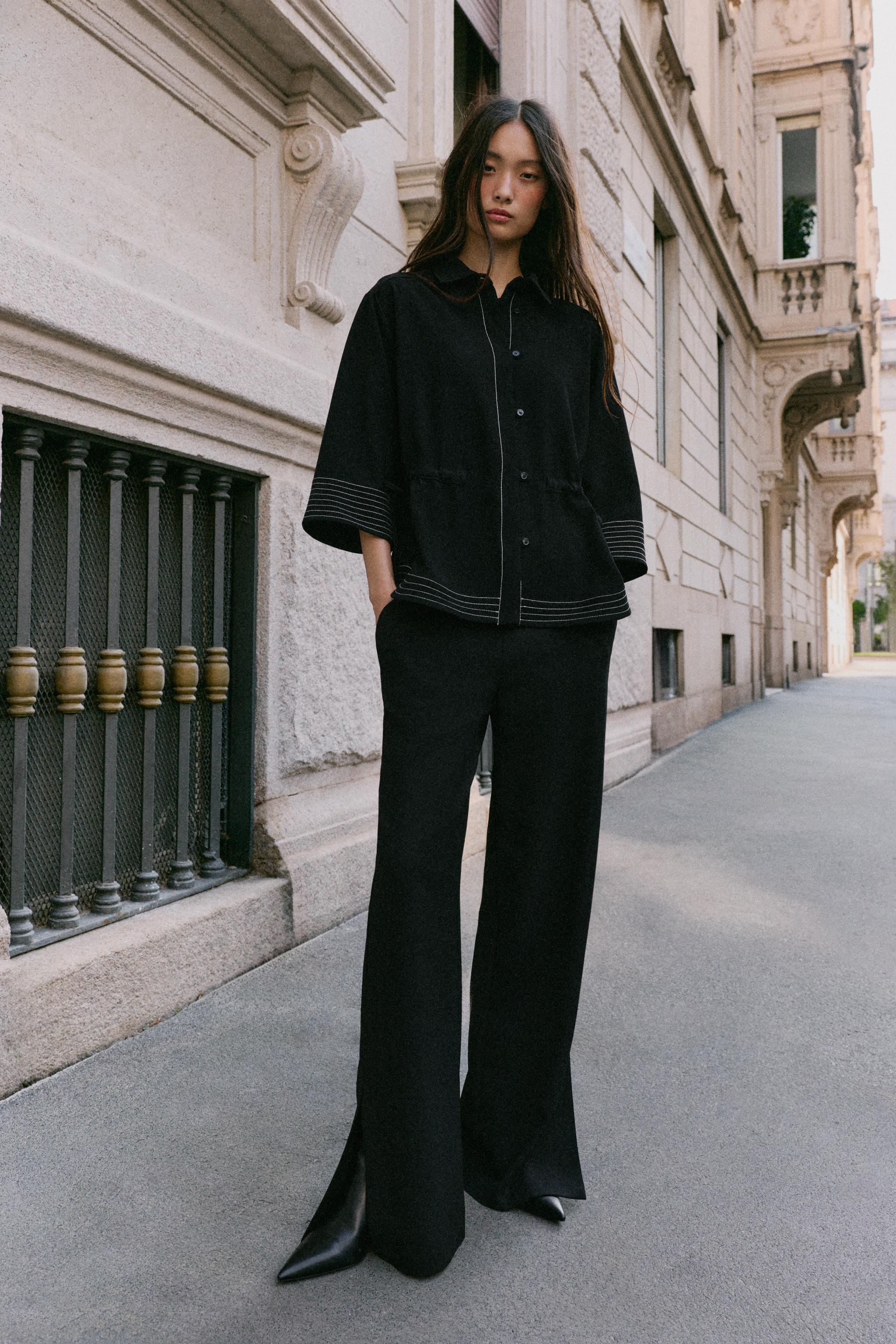 Рубашка с декоративной контрастной строчкой — ZARA