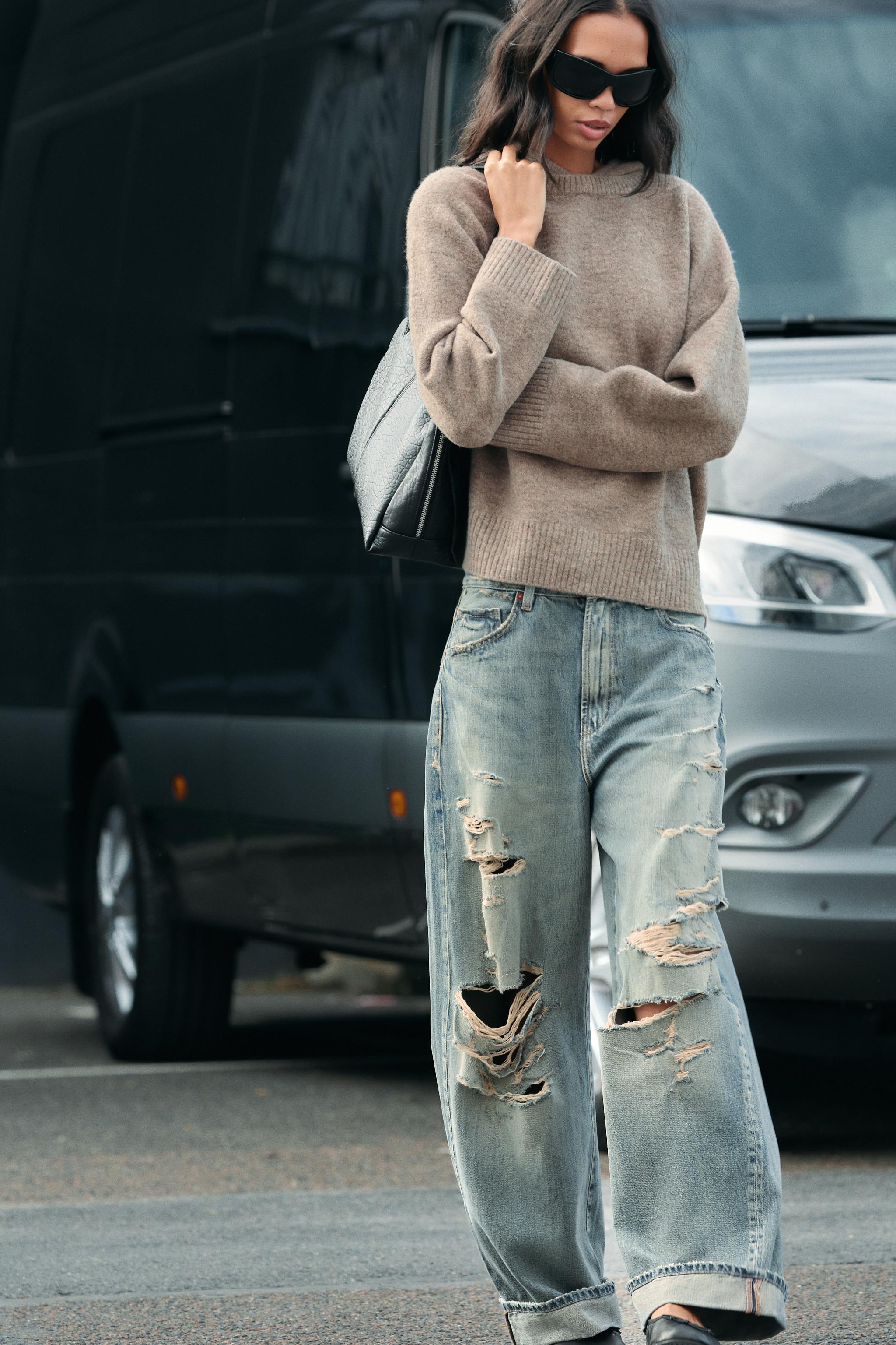OVERSIZE KNIT HOODIE JUMPER — ZARA