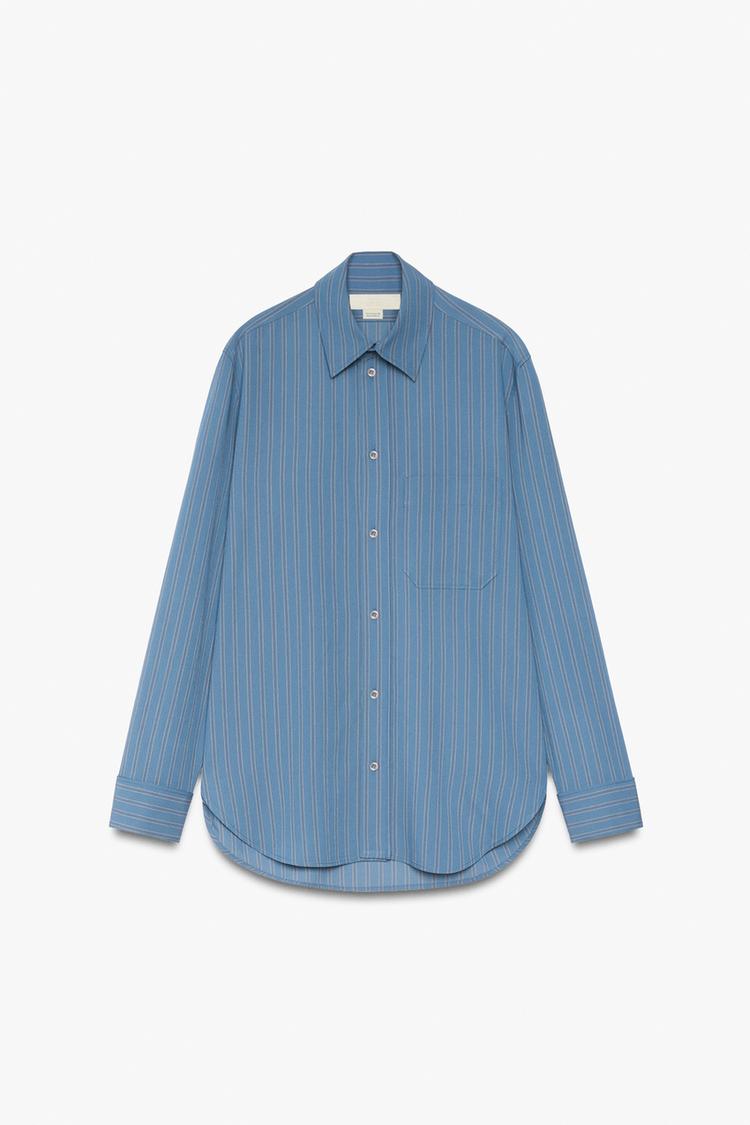 STRIPED SHIRT WITH METAL BUTTON ZW COLLECTION