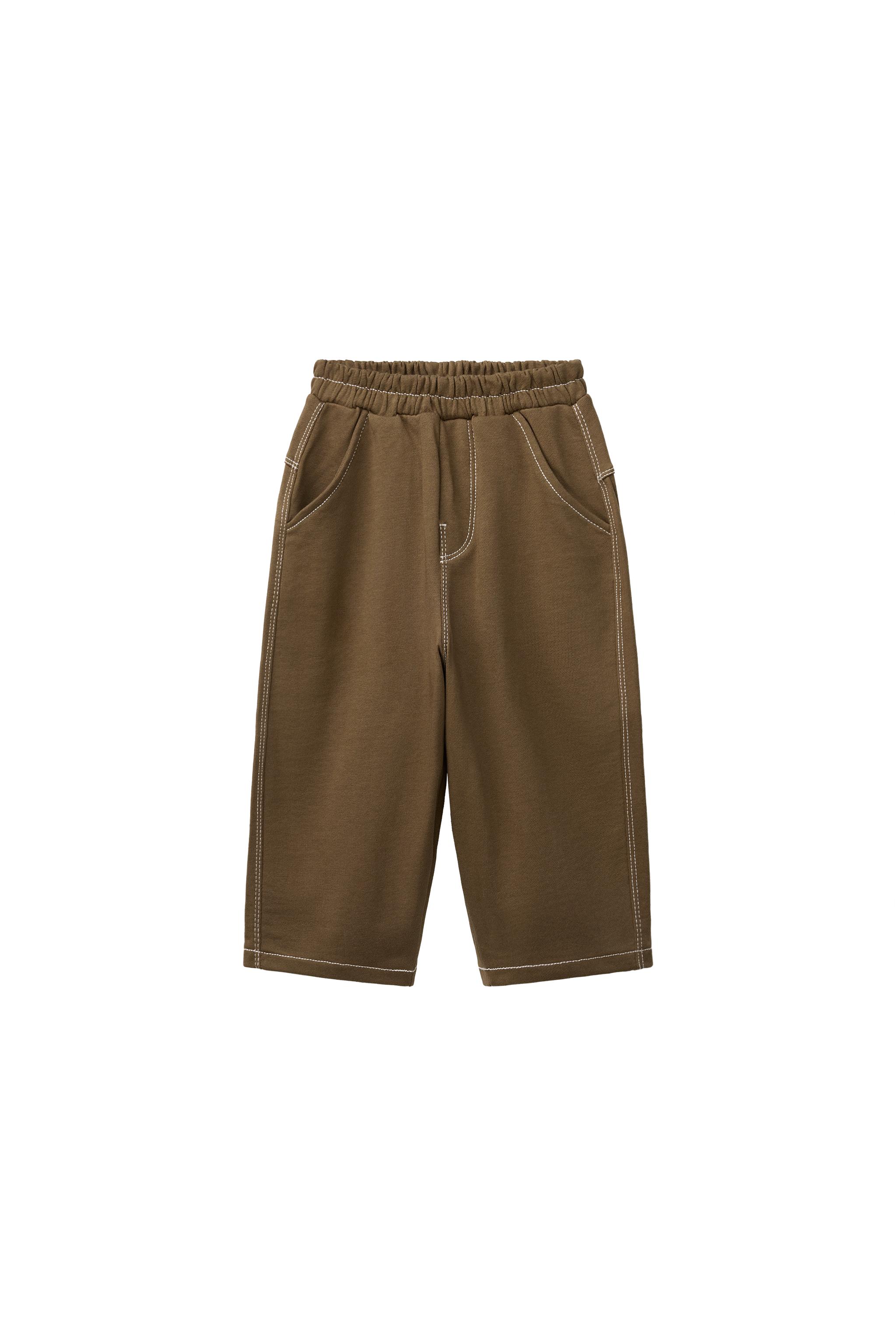 CONTRAST TOPSTITCHING PLUSH baggy trousers — ZARA