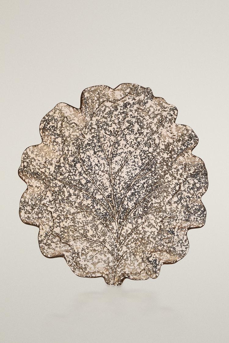 MERCURY-EFFECT GLASS CHRISTMAS LEAF SERVING DISH