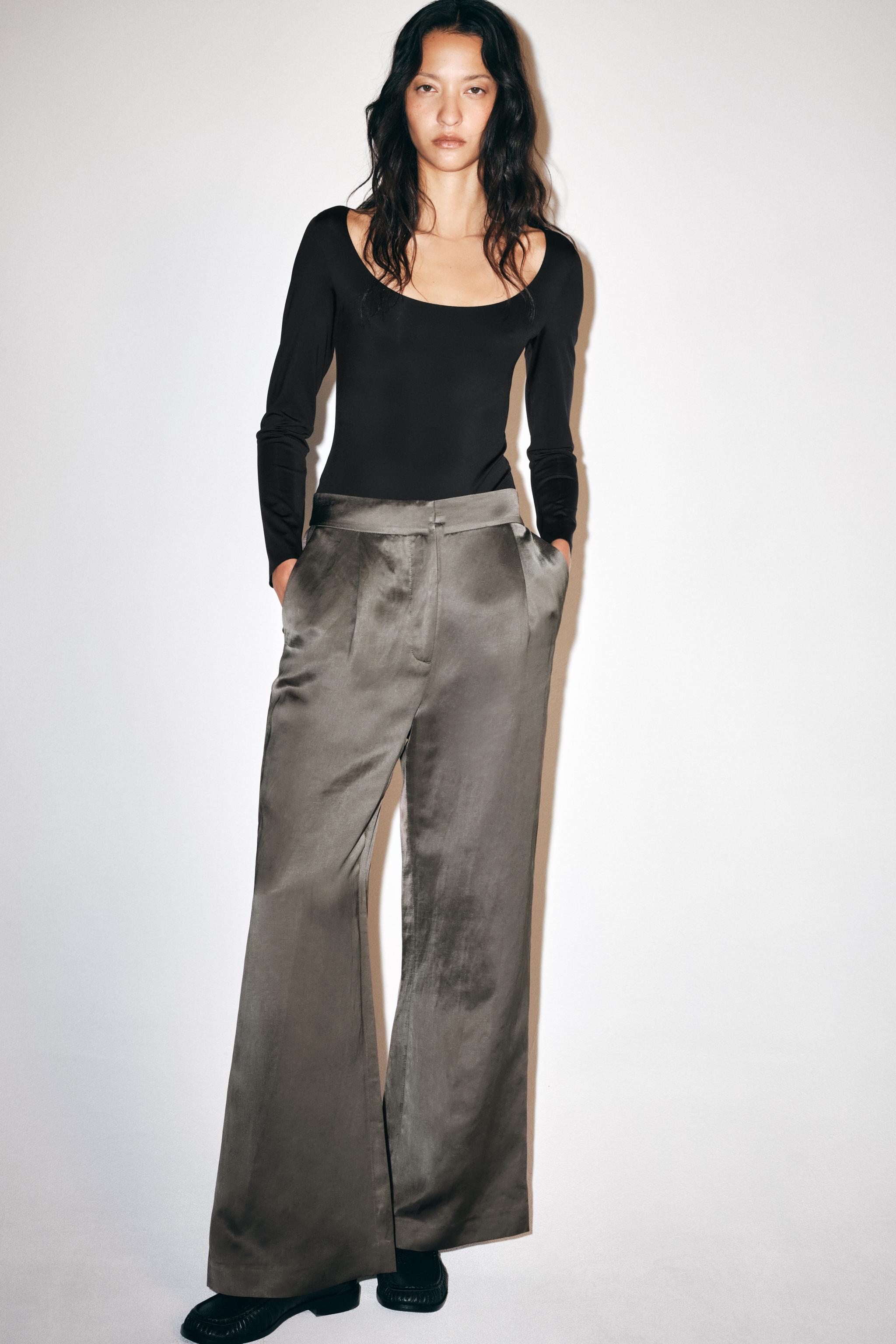 ZW COLLECTION SATIN WIDE-LEG TROUSERS — ZARA