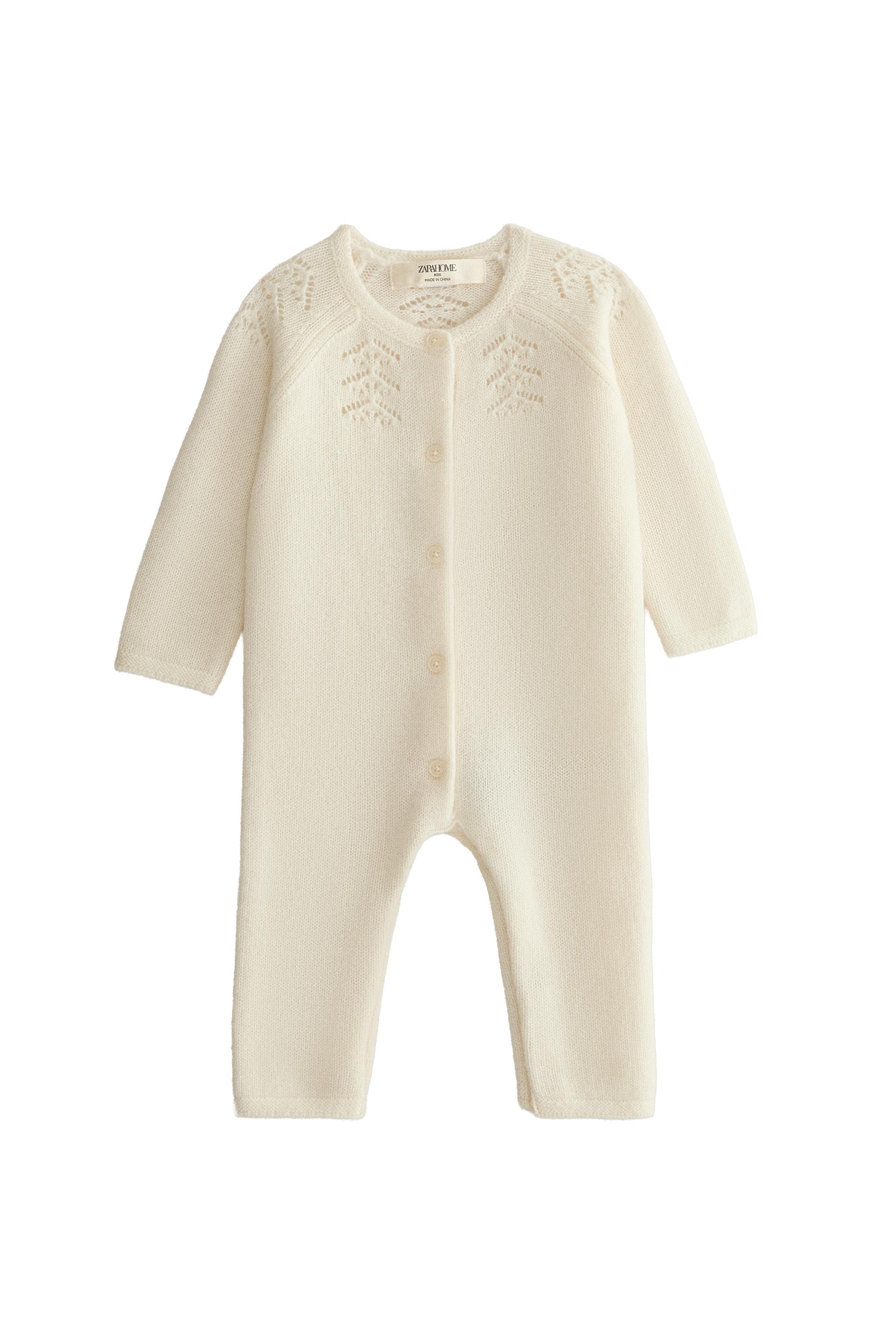 BABY POINTELLE CASHMERE ROMPER — ZARA