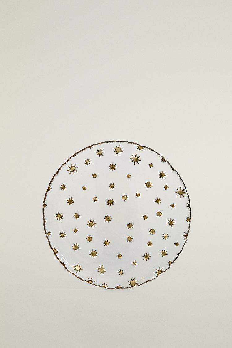 CHRISTMAS STARS GLASS DESSERT PLATE