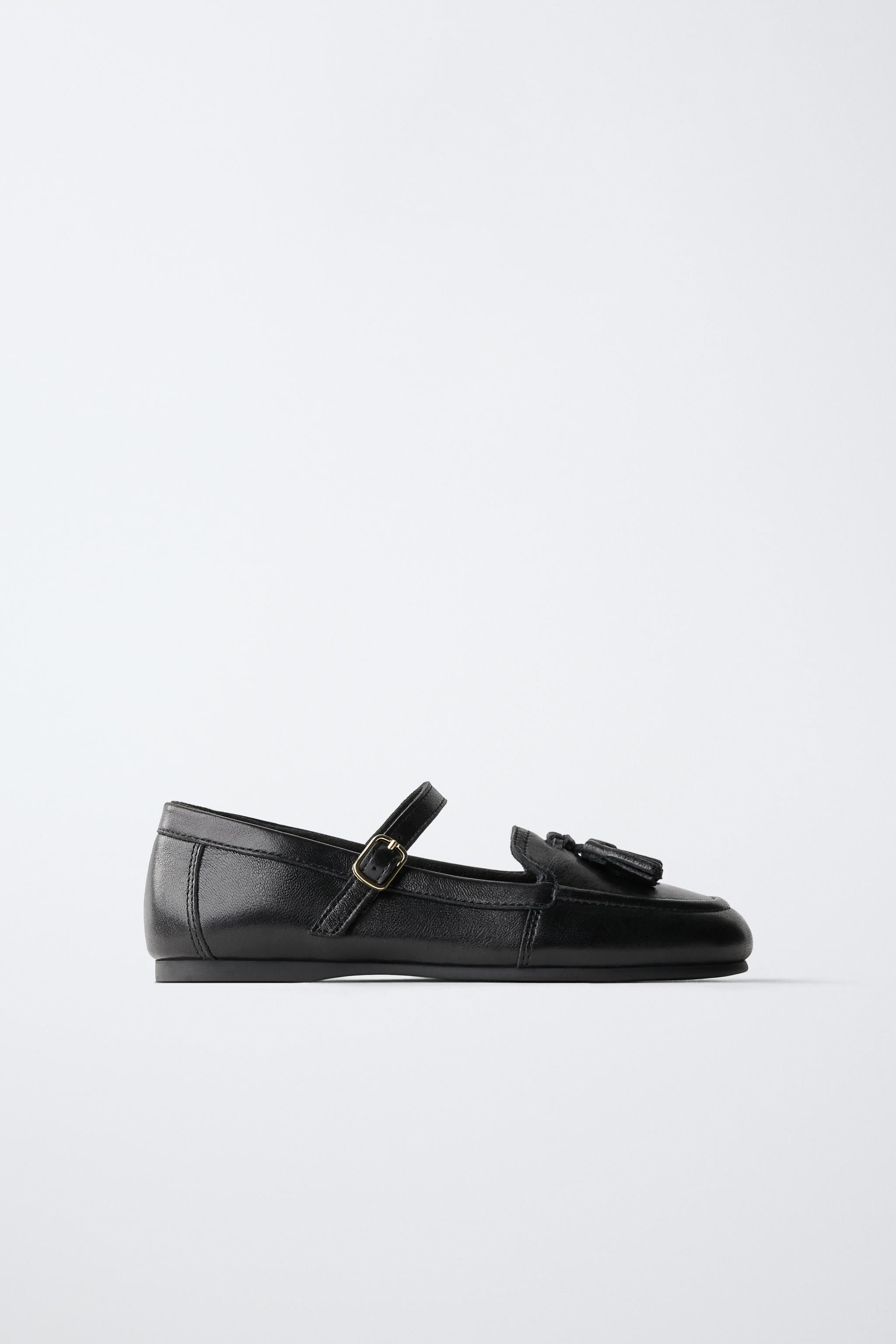 КОЖАНЫЕ ЛОФЕРЫ С КИСТОЧКАМИ — ZARA