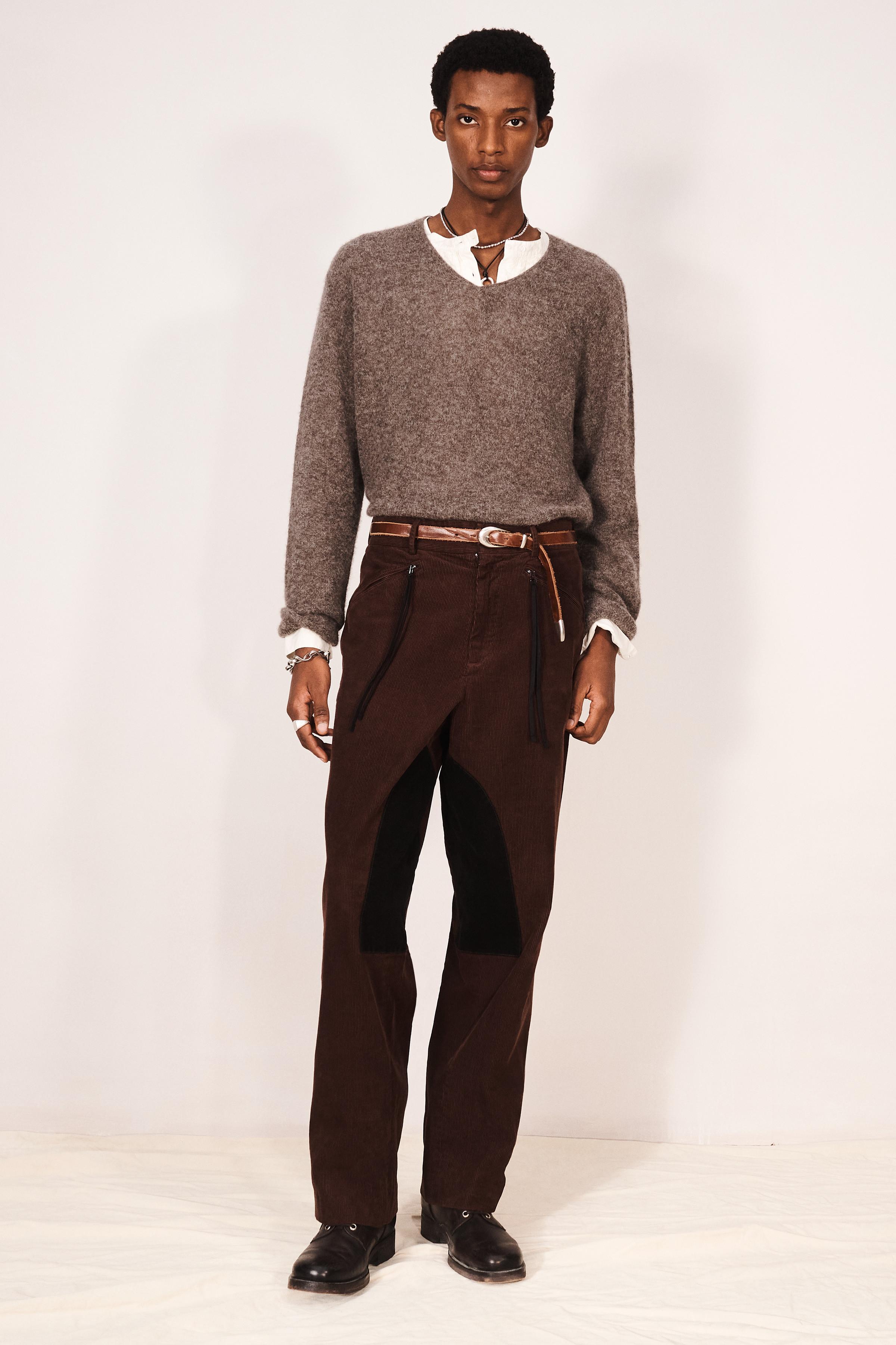 CONTRAST CORDUROY RELAXED FIT TROUSERS — ZARA