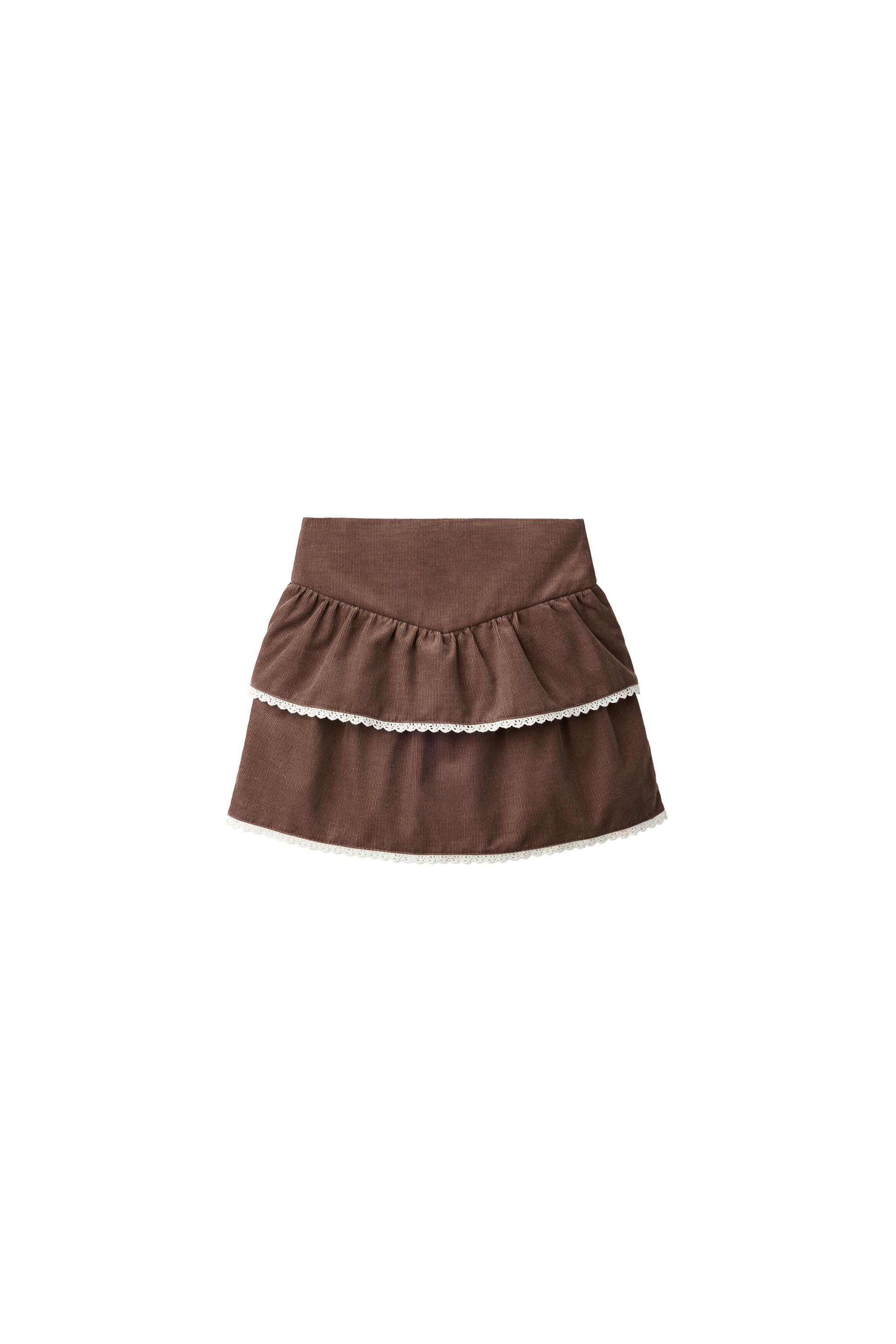 ЮБКА ИЗ МИКРОВЕЛЬВЕТА С ВОЛАНАМИ — ZARA