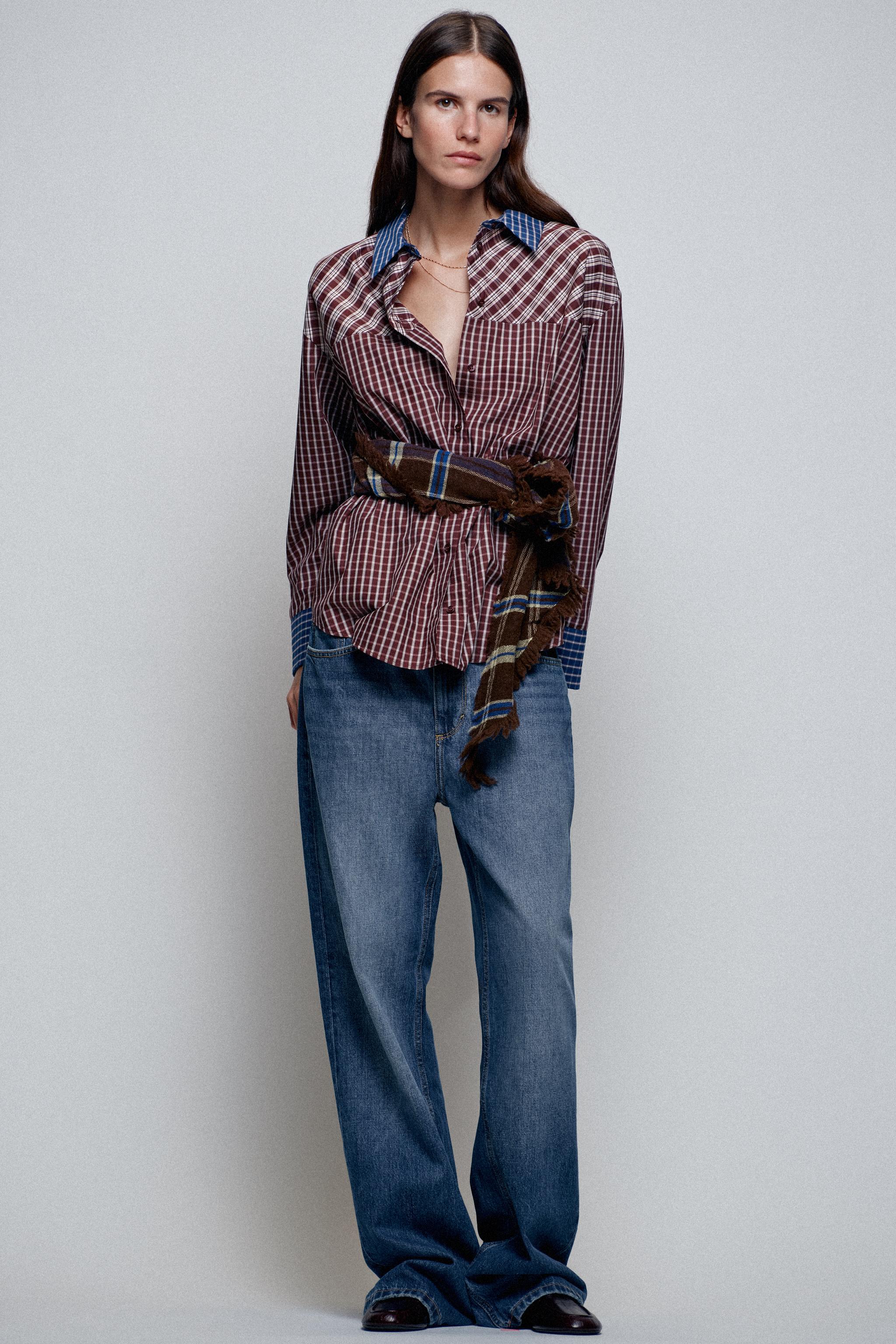 РУБАШКА ПЭЧВОРК В КЛЕТКУ — ZARA